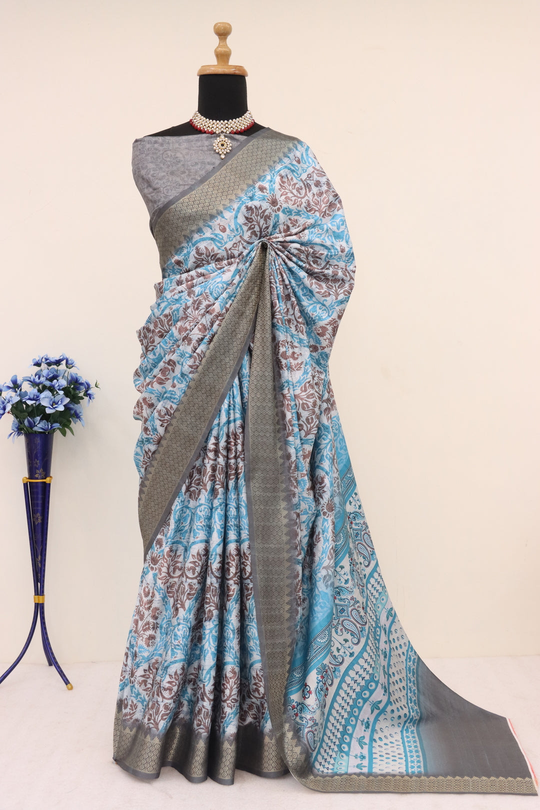 Light Blue Printed Saree