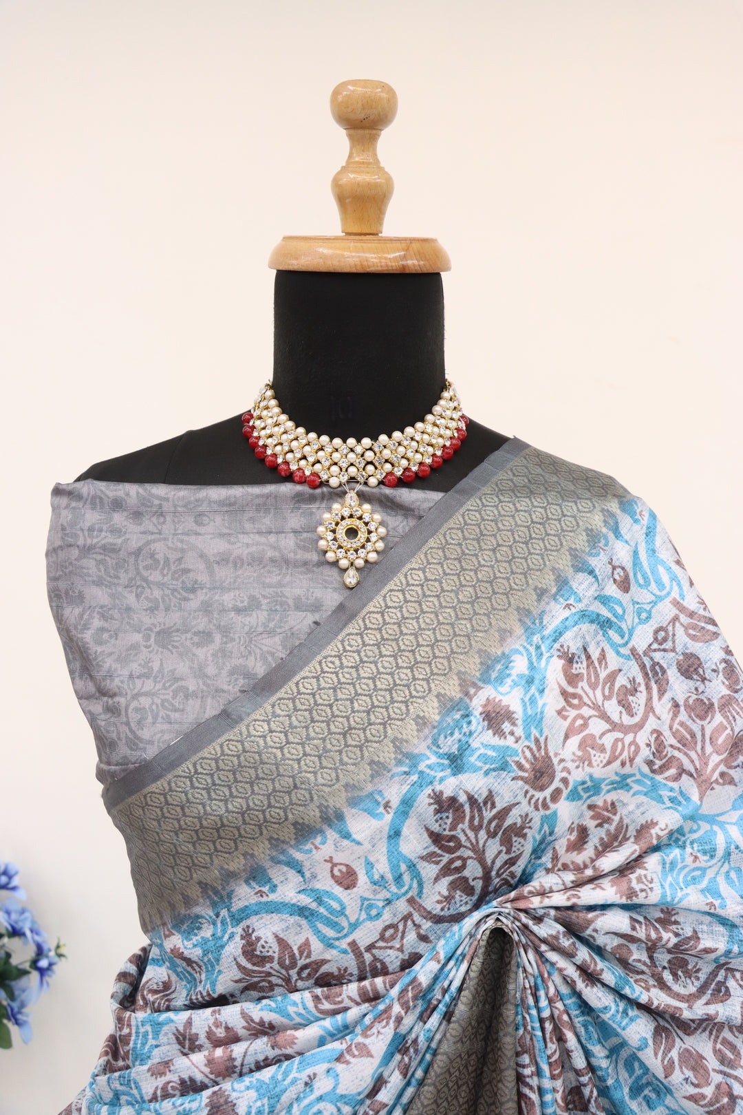 Light Blue Printed Saree