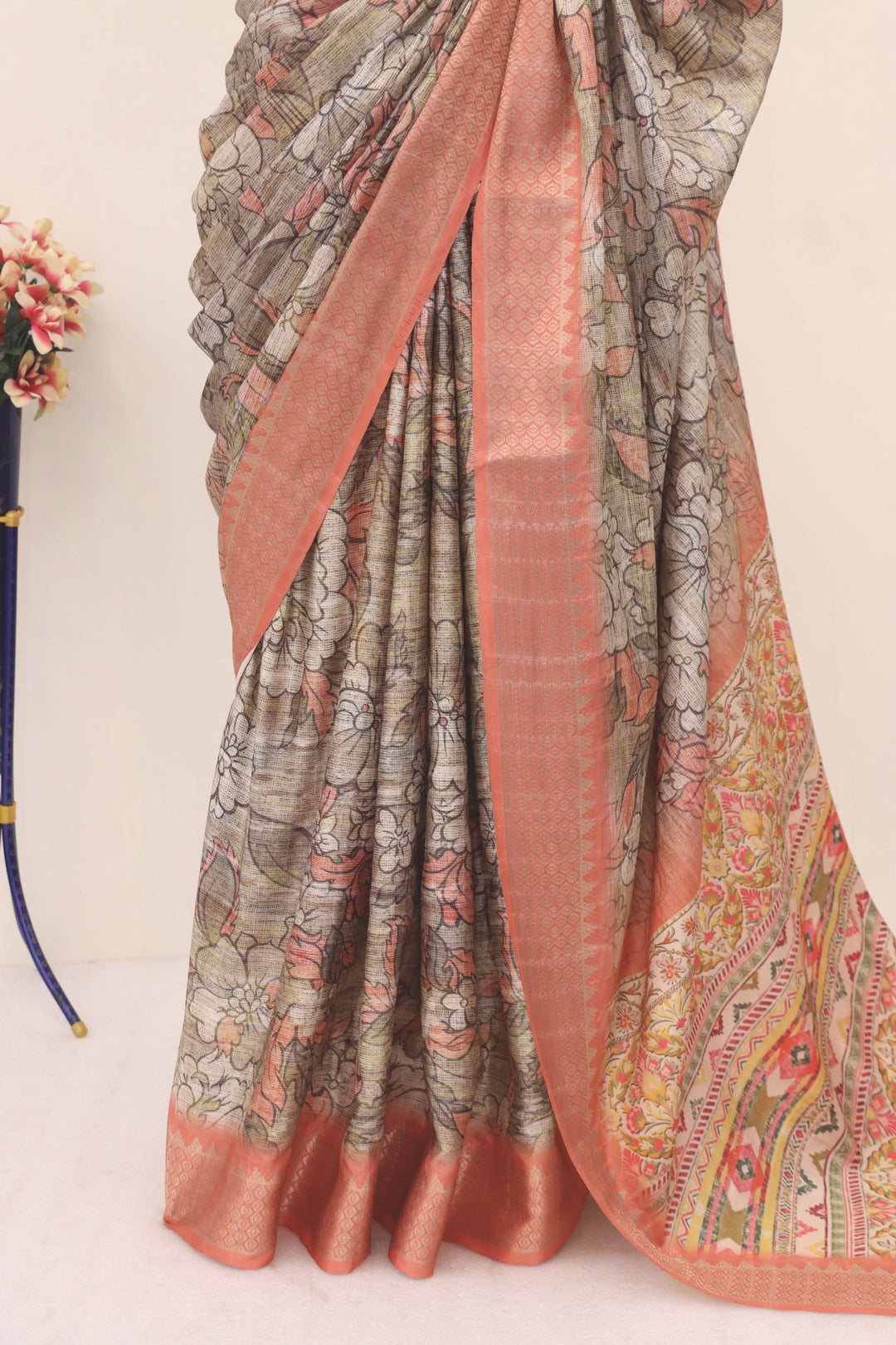 Light Orange Printed Saree