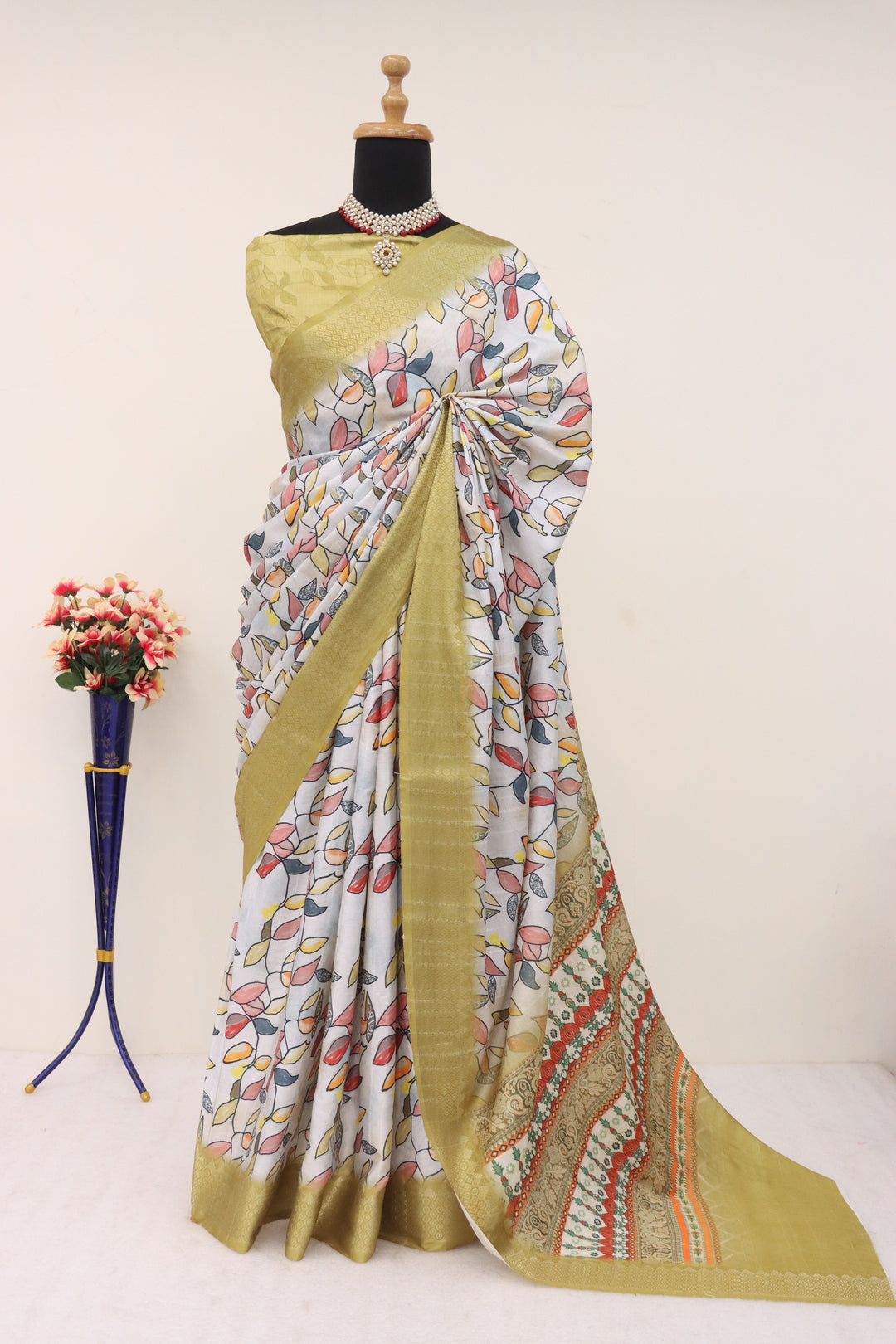 Olive Green Silk Saree