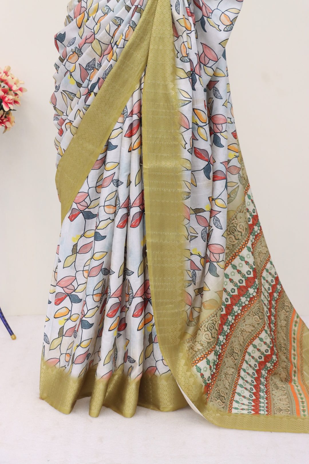 Olive Green Silk Saree