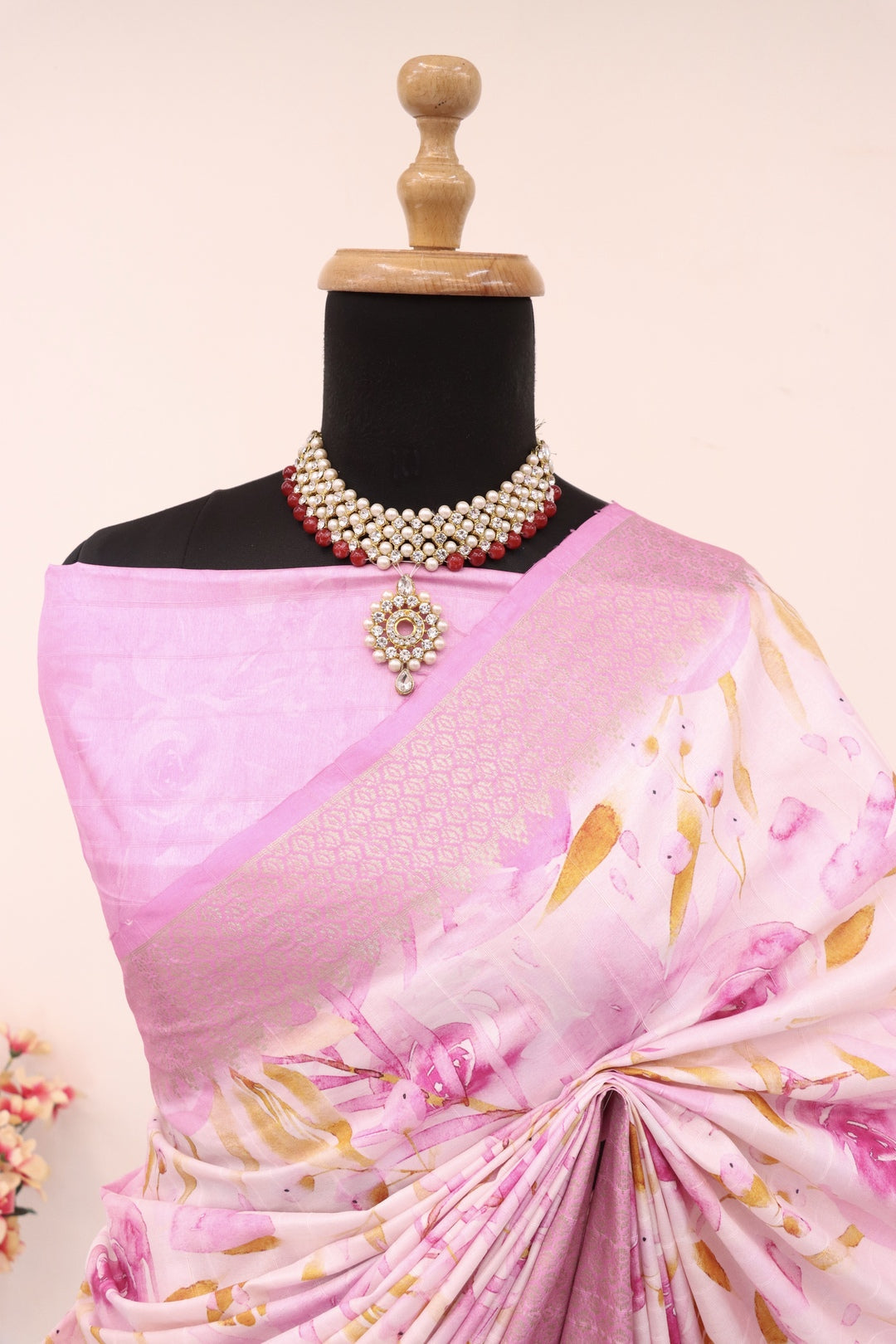 Baby Pink Printed Saree