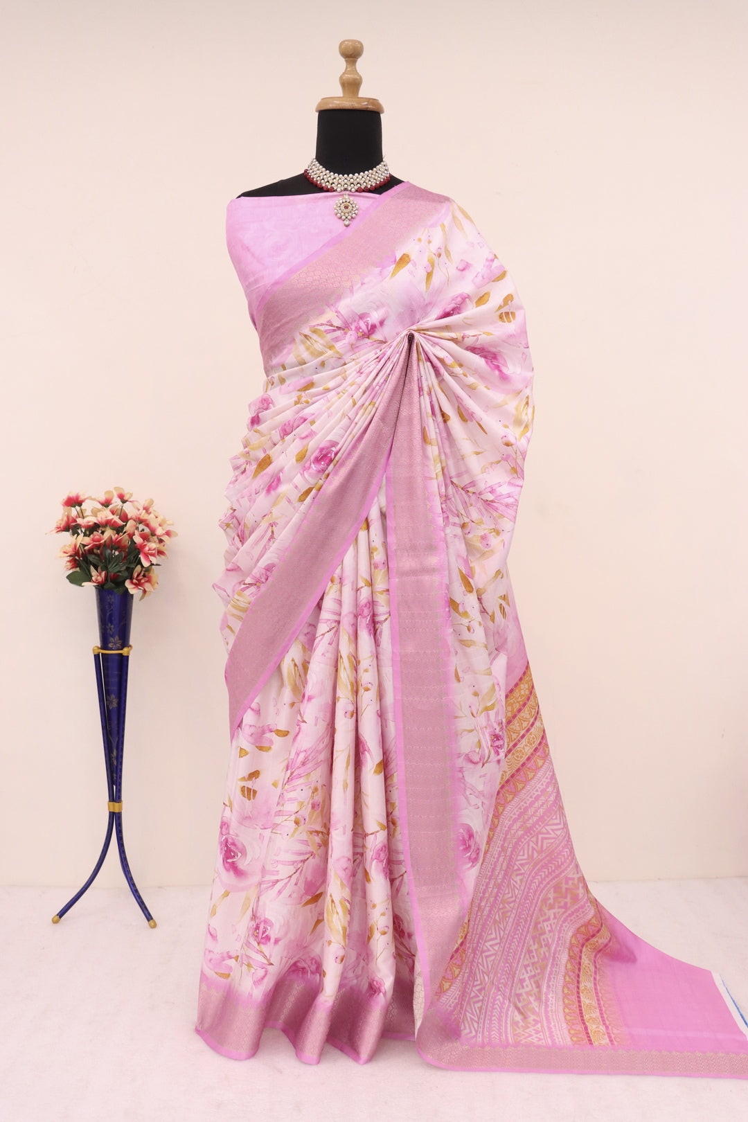 Baby Pink Printed Saree