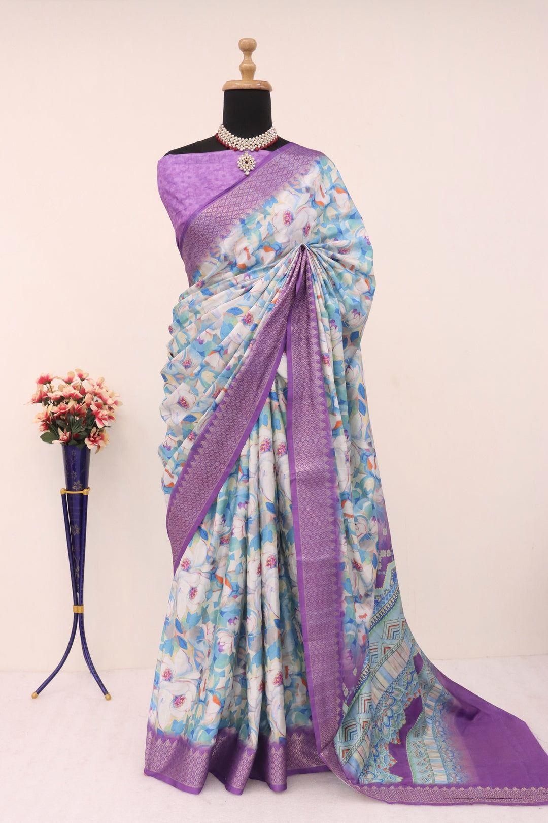 Purple Printed Saree