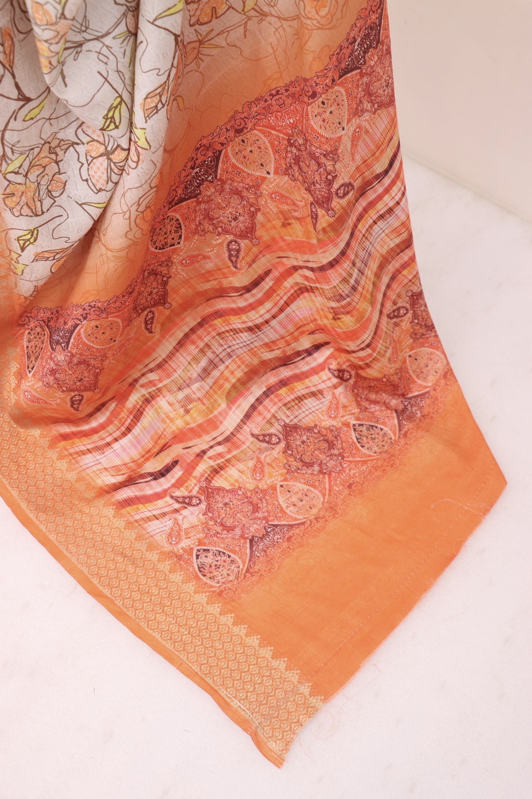 Orange Printed Saree