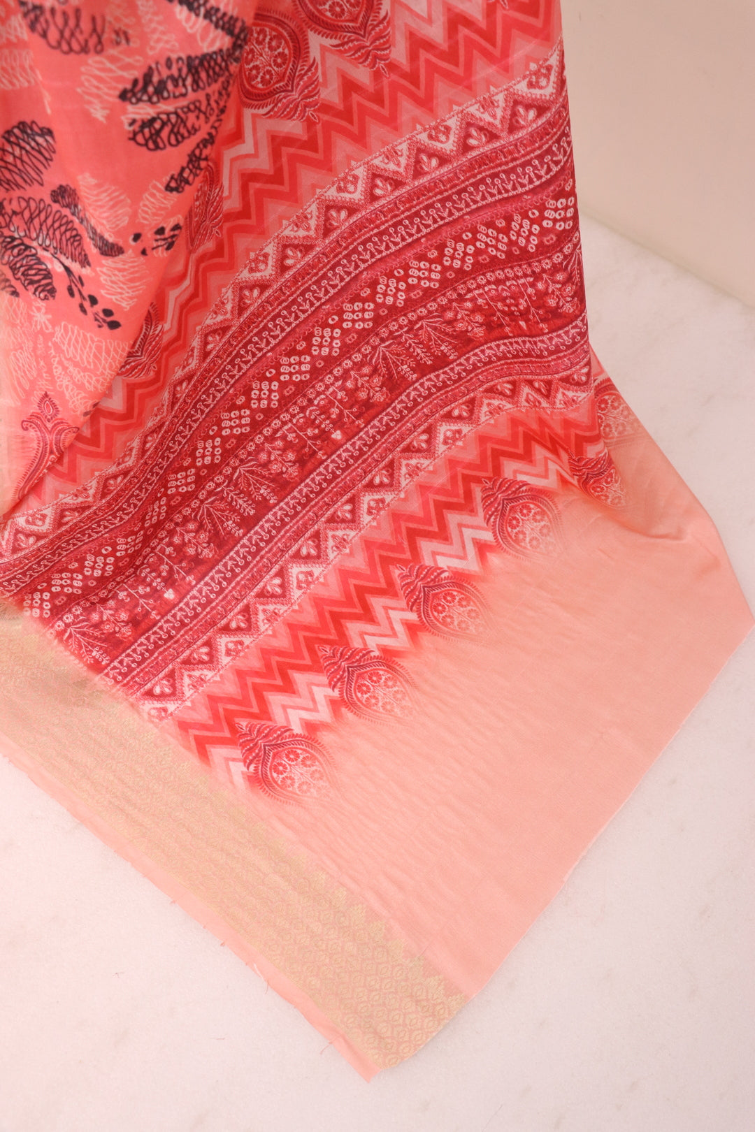 Reddish Pink floral Printed Saree