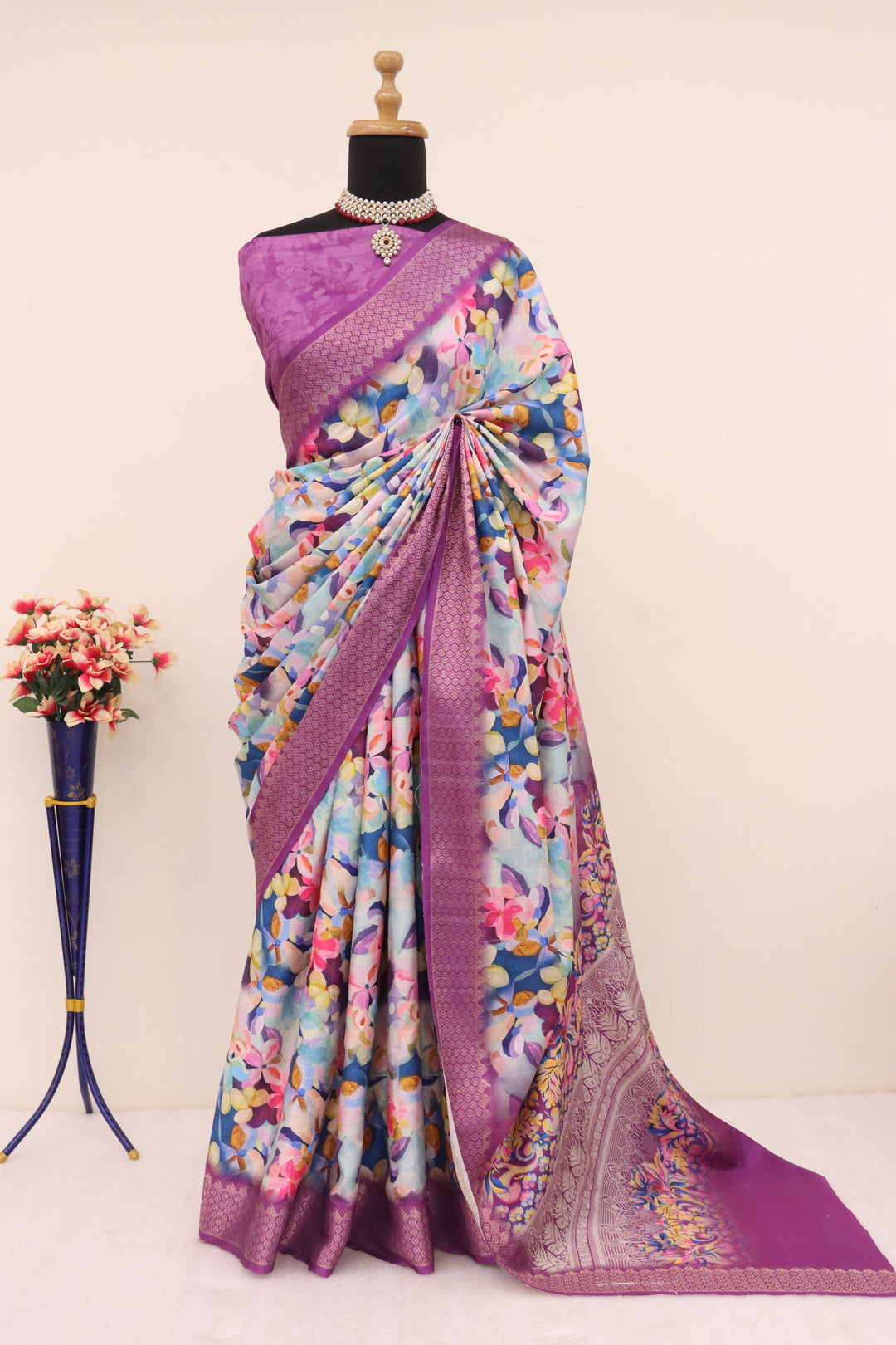 Purple Printed Saree