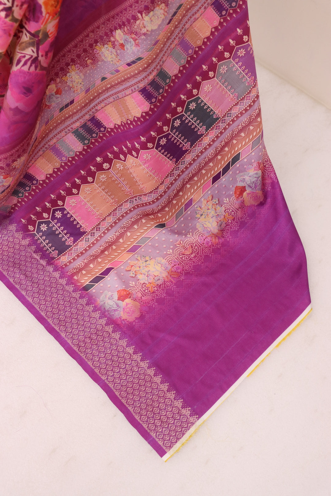 Purple Floral Print Saree