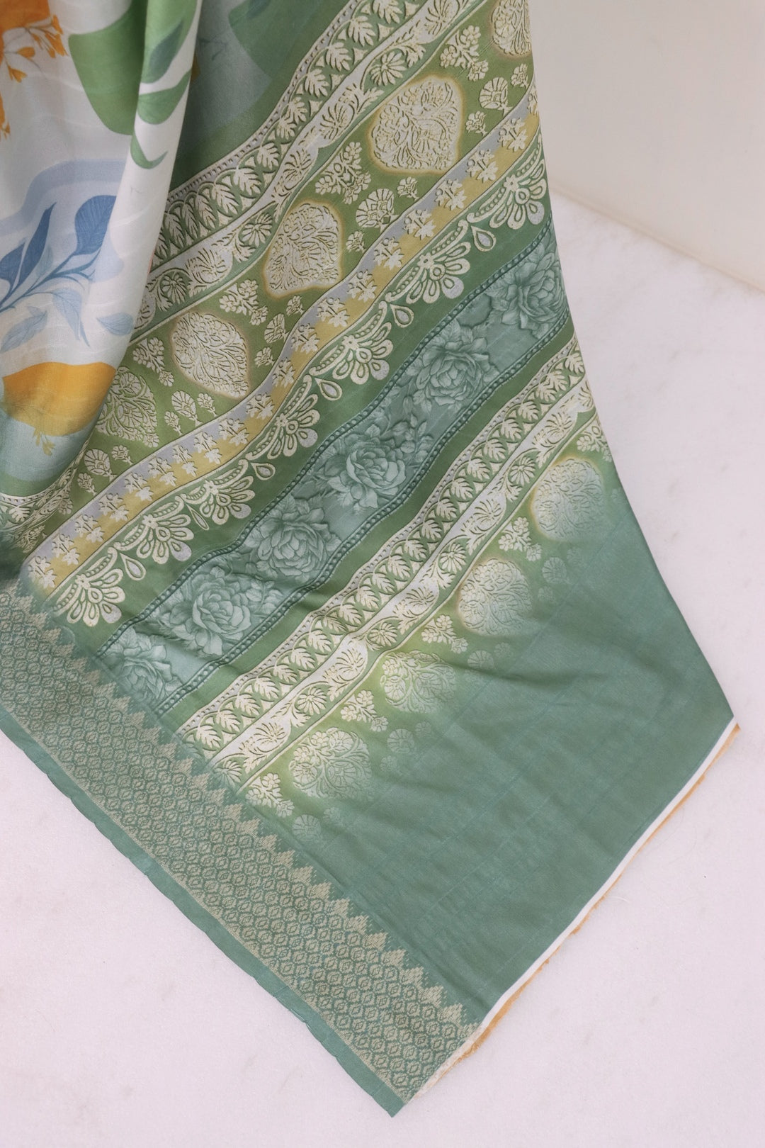 Light Green Printed Silk Saree