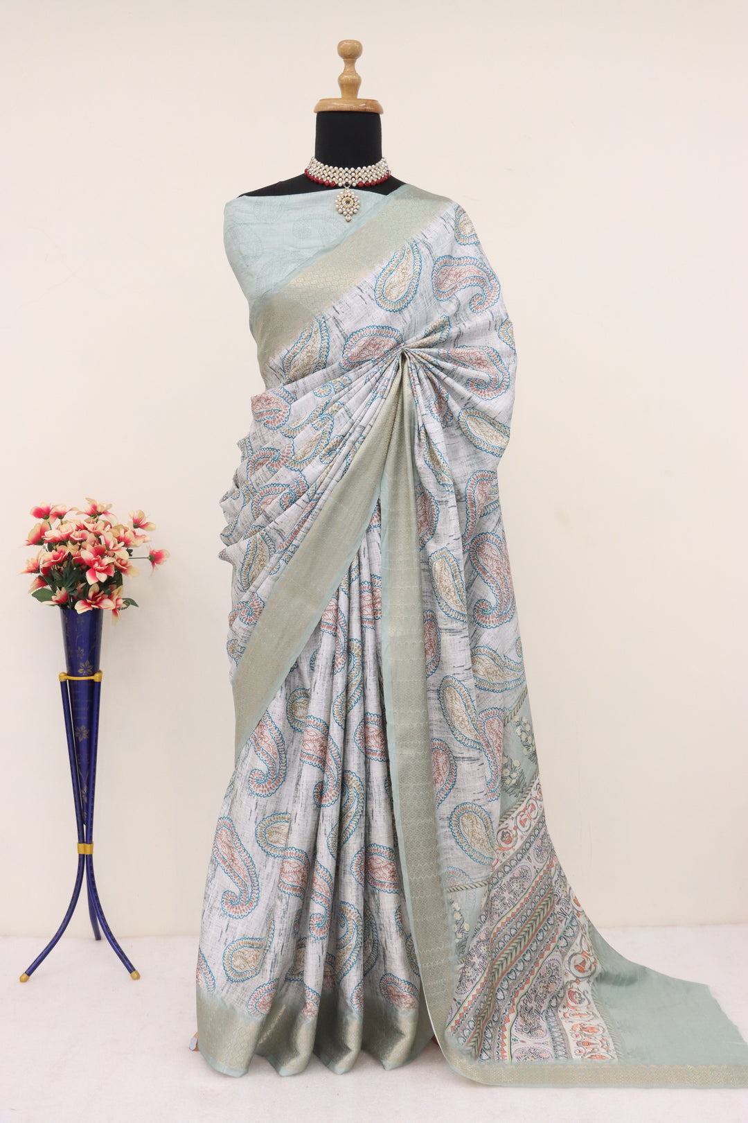 Grey Colour Silk Saree