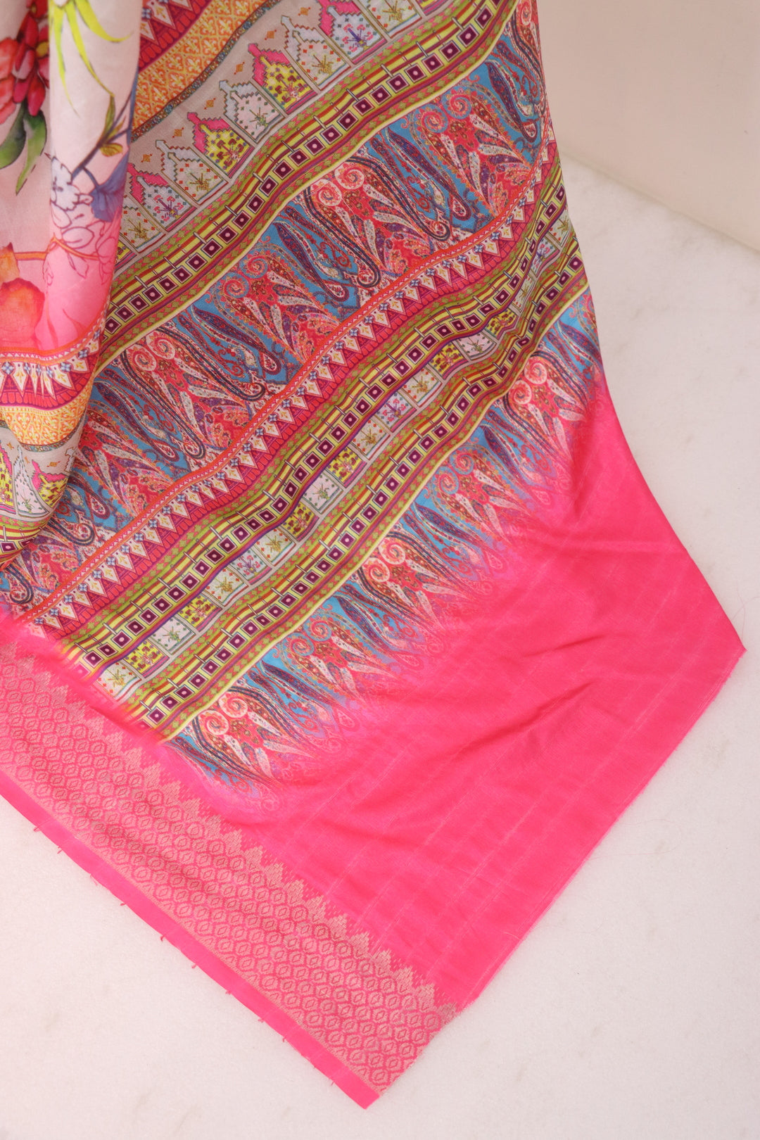 Dark Pink floral Saree