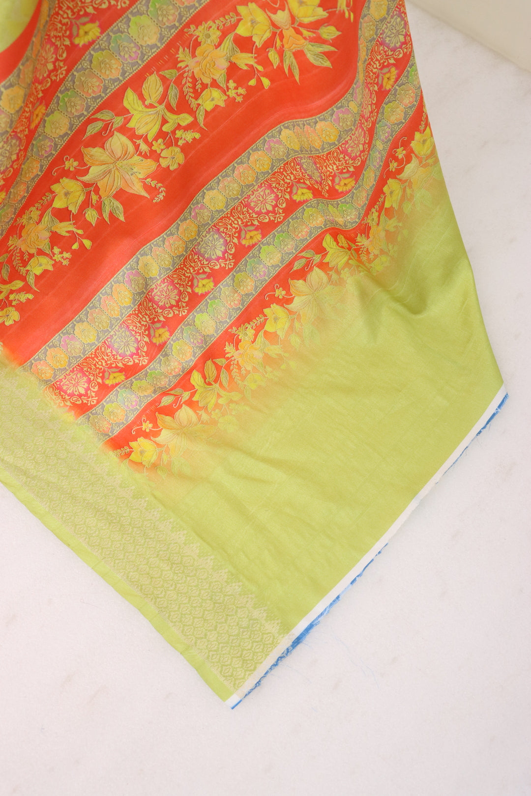 Yellow Green silk saree