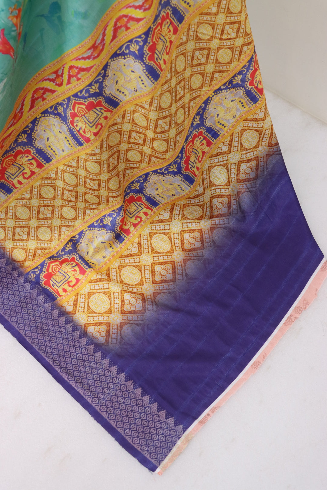 Navy Blue Printed Saree