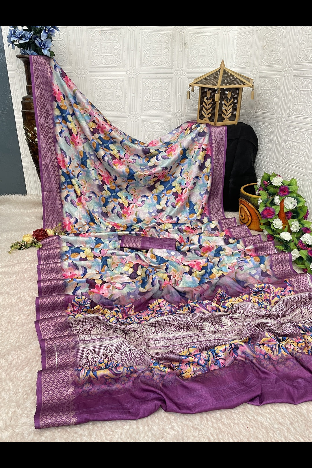 Purple Printed Saree