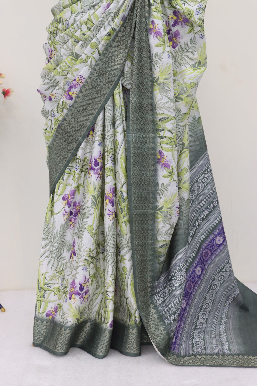 Green Printed Saree