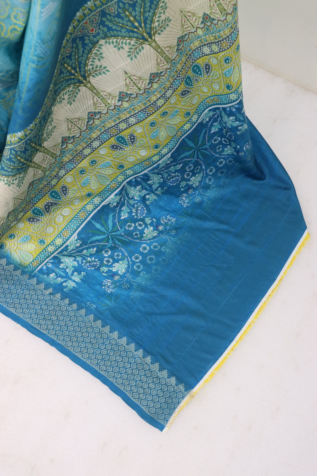 Sky Blue Printed Silk Saree