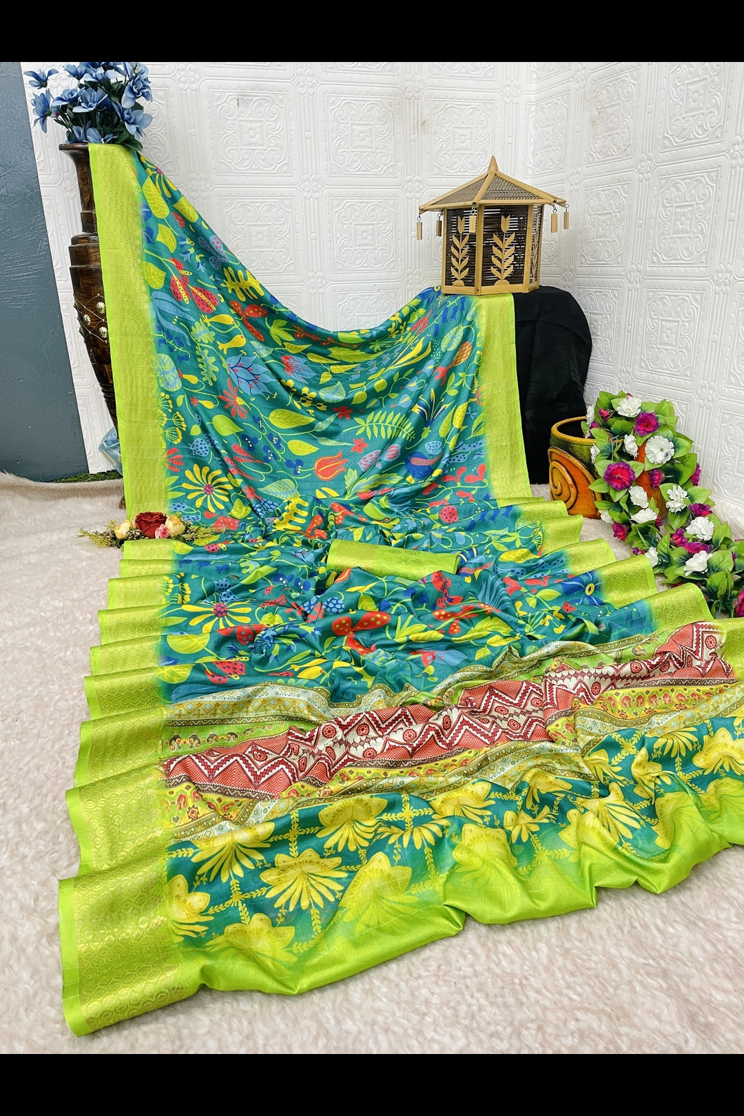 Light Green Printed Saree