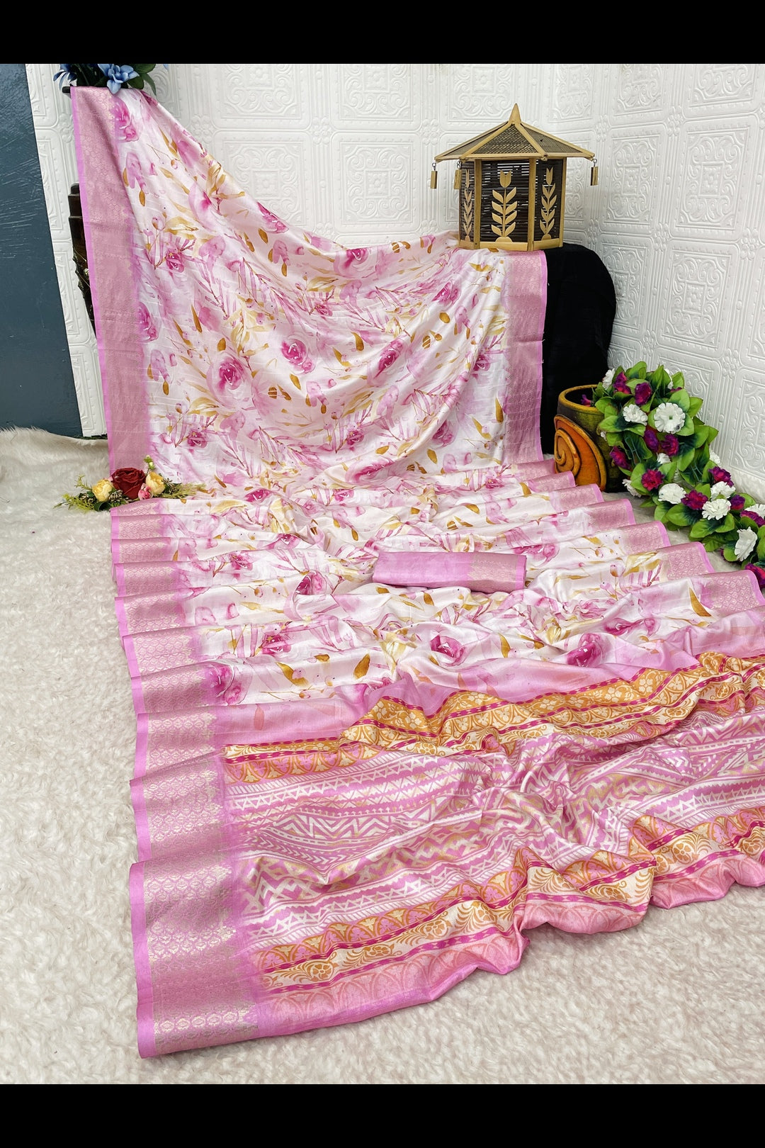 Baby Pink Printed Saree