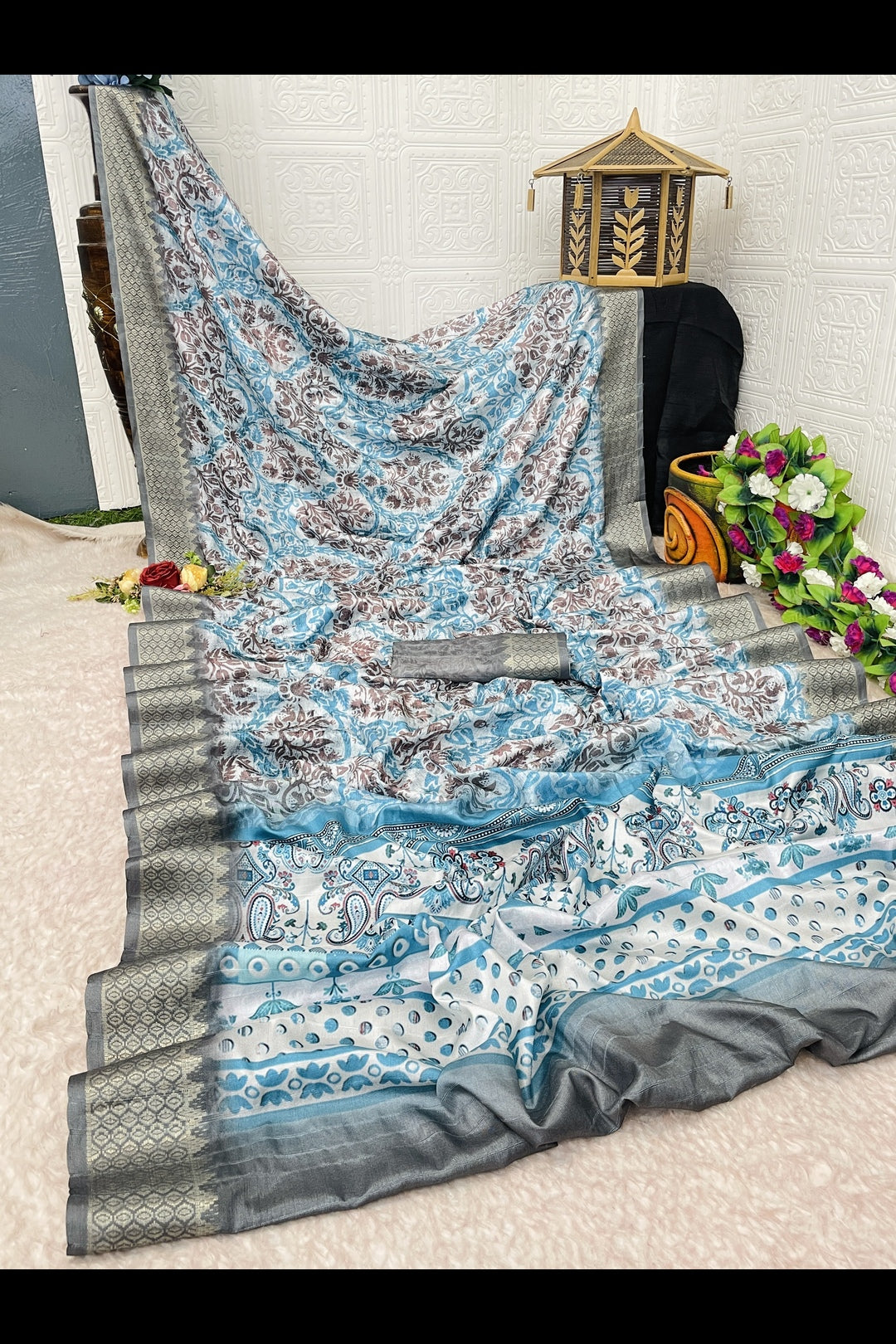 Light Blue Printed Saree