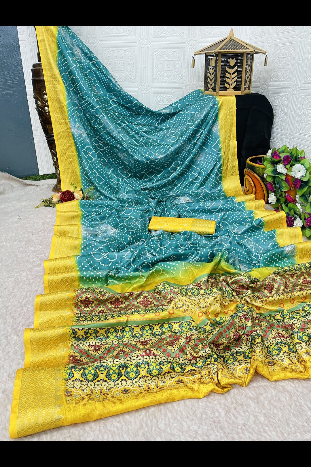 Green Yellow Silk Saree