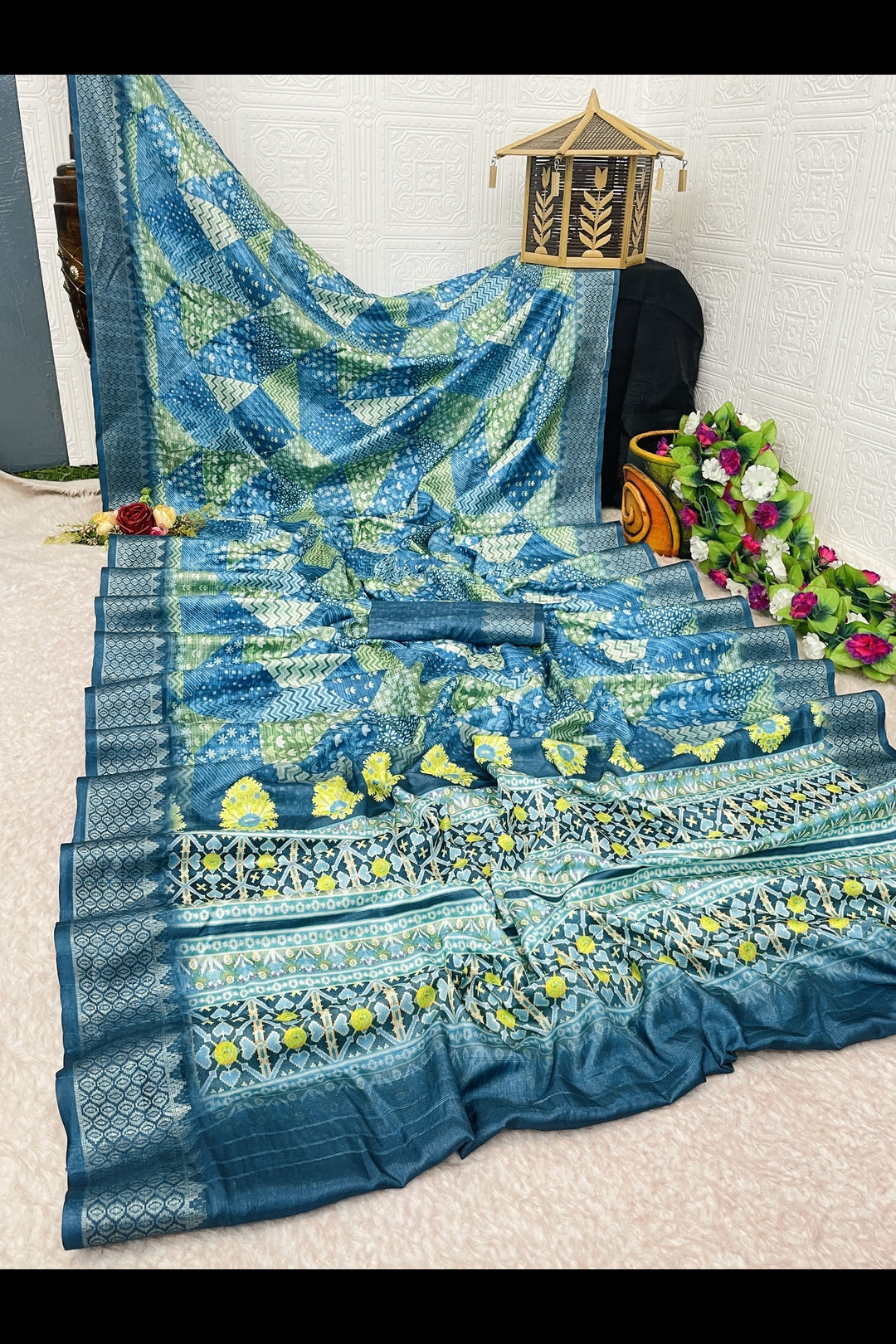 Peacock Blue Silk Saree