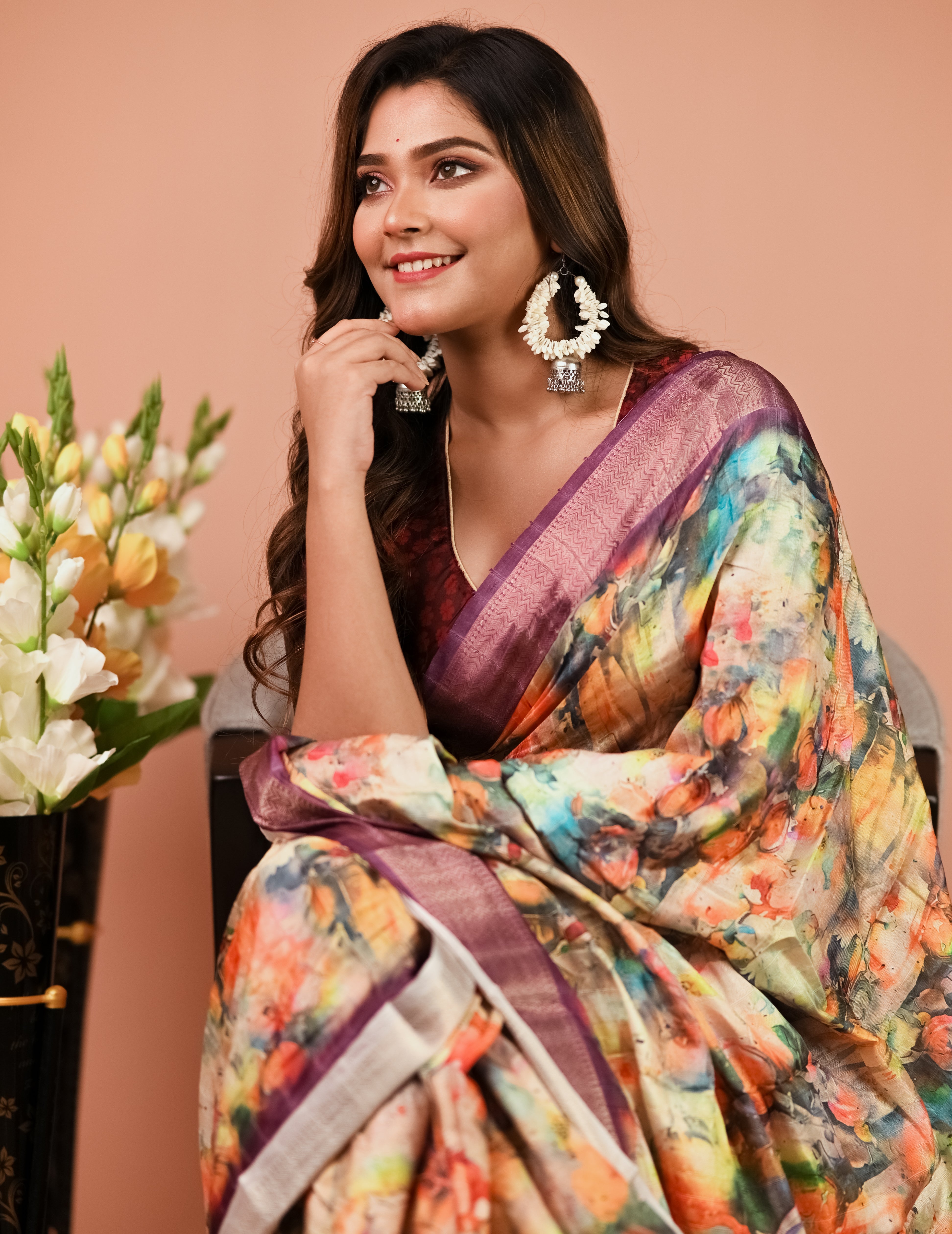 Light Purple Printed Saree