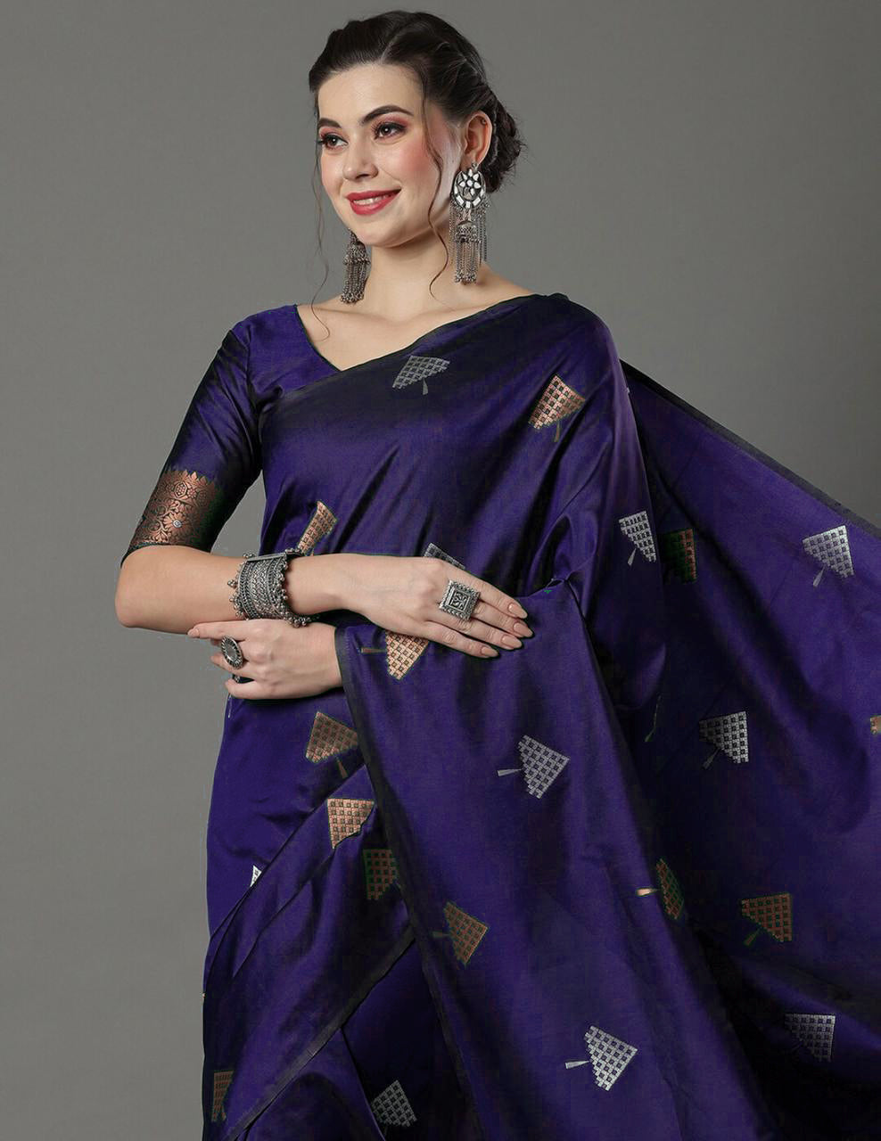 Radiant Purple Soft Silk Saree With Ethnic Blouse Piece