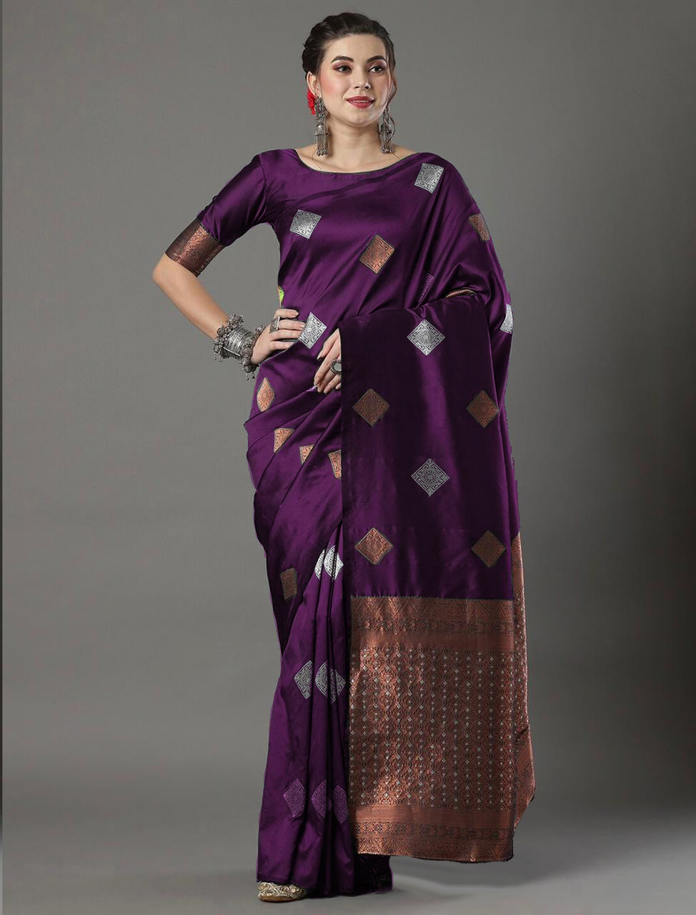 Scintilla Wine Soft Silk Saree With Engaging Blouse Piece