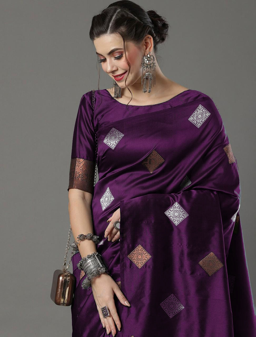 Scintilla Wine Soft Silk Saree With Engaging Blouse Piece