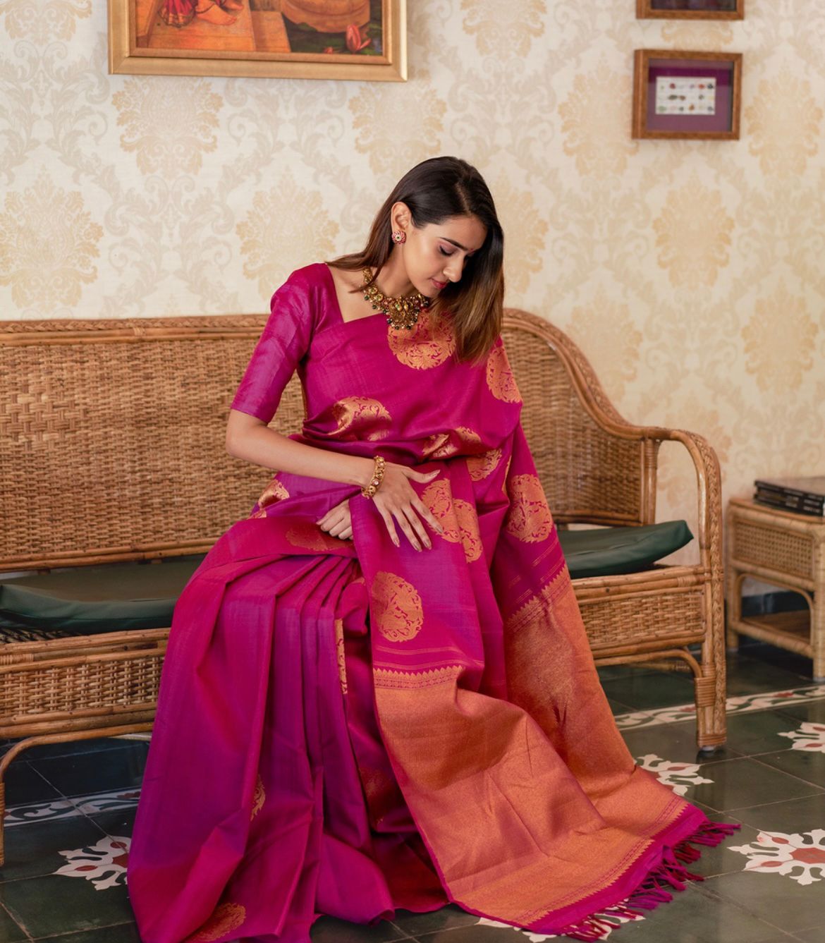 Transcendent Dark Pink Soft Silk Saree With Supernal Blouse Piece