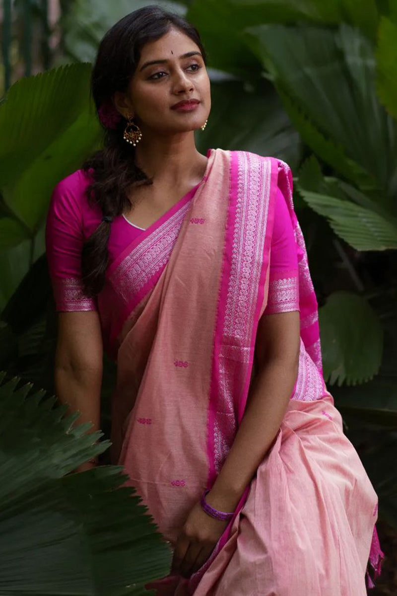 Snazzy Pink Soft Silk Saree With Transcendent Blouse Piece