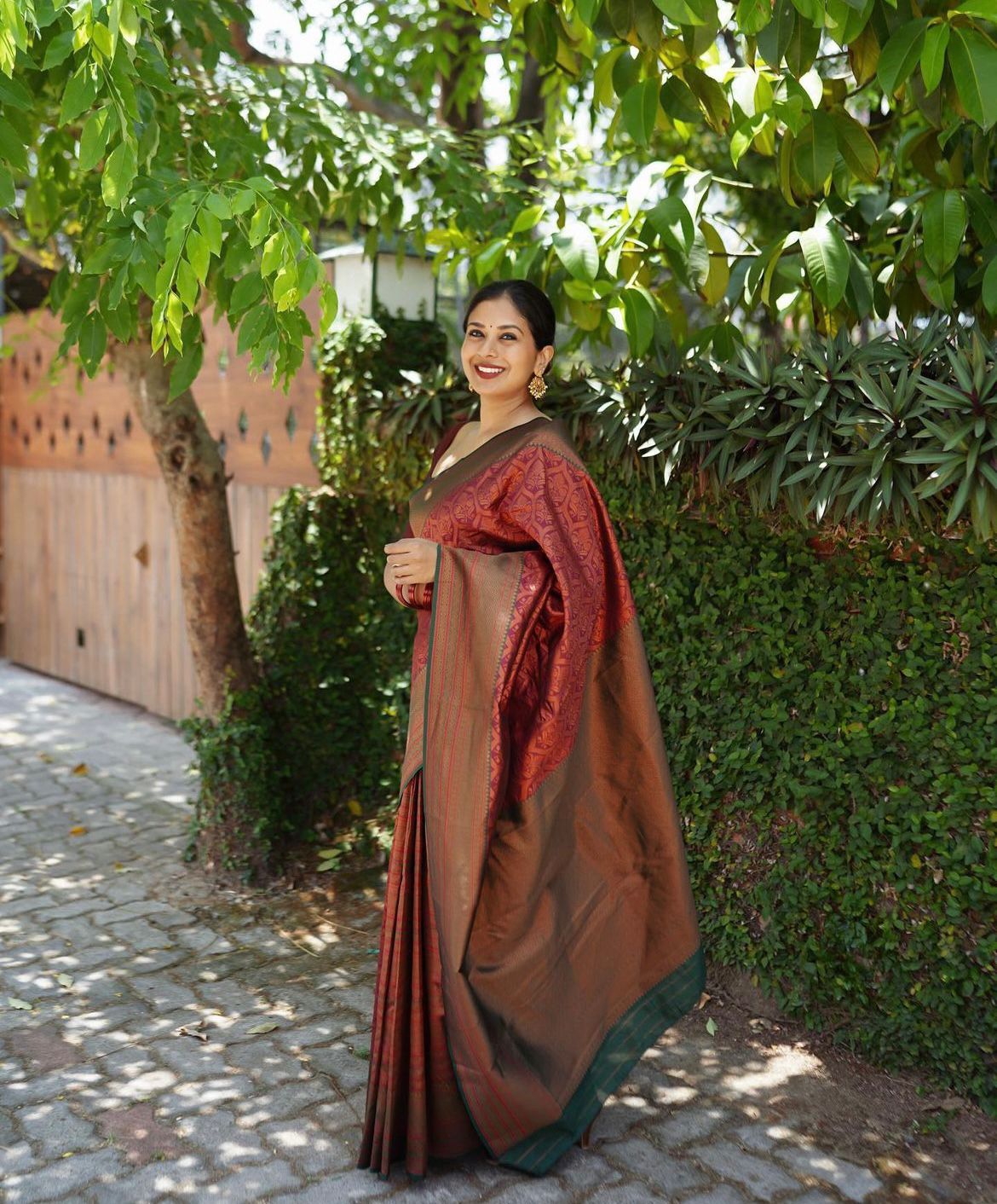 Serendipity Maroon Soft Silk Saree With Devastating Blouse Piece