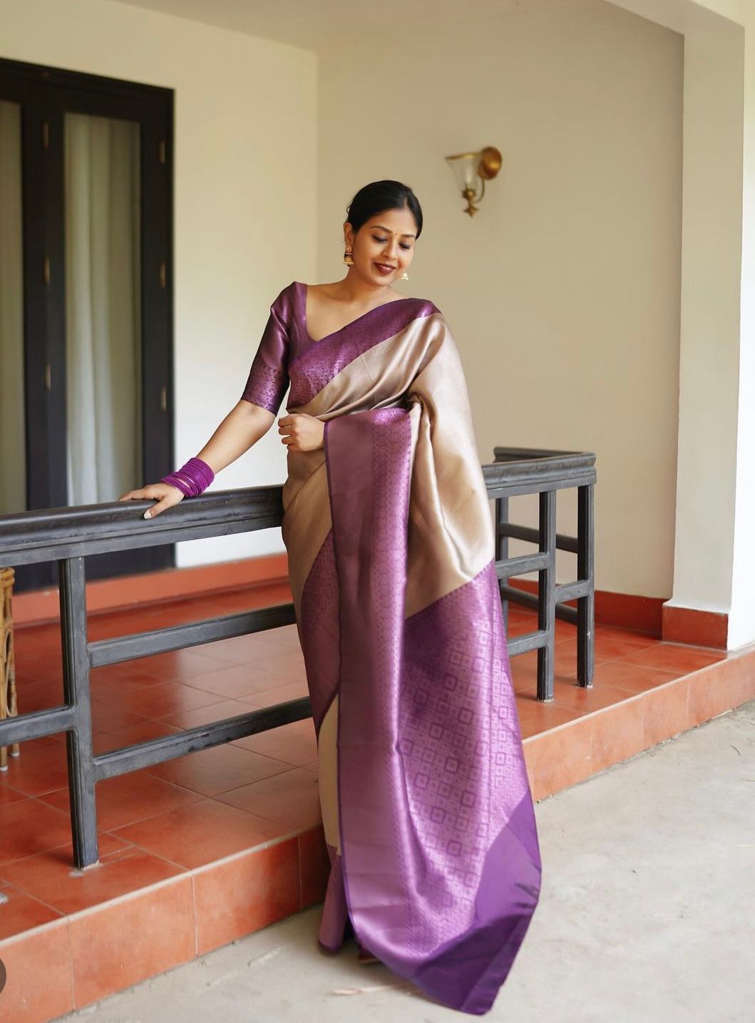 Unequalled Beige Soft Silk Saree With Enchanting Blouse Piece