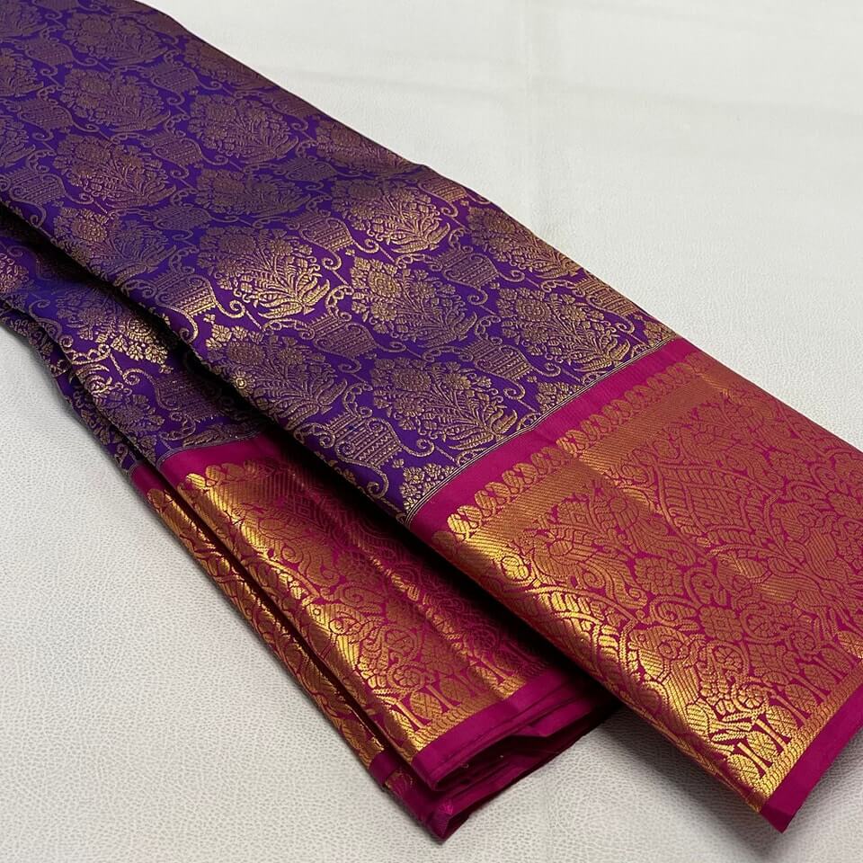 Arresting Purple Soft Banarasi Silk Saree With Jazzy Blouse Piece