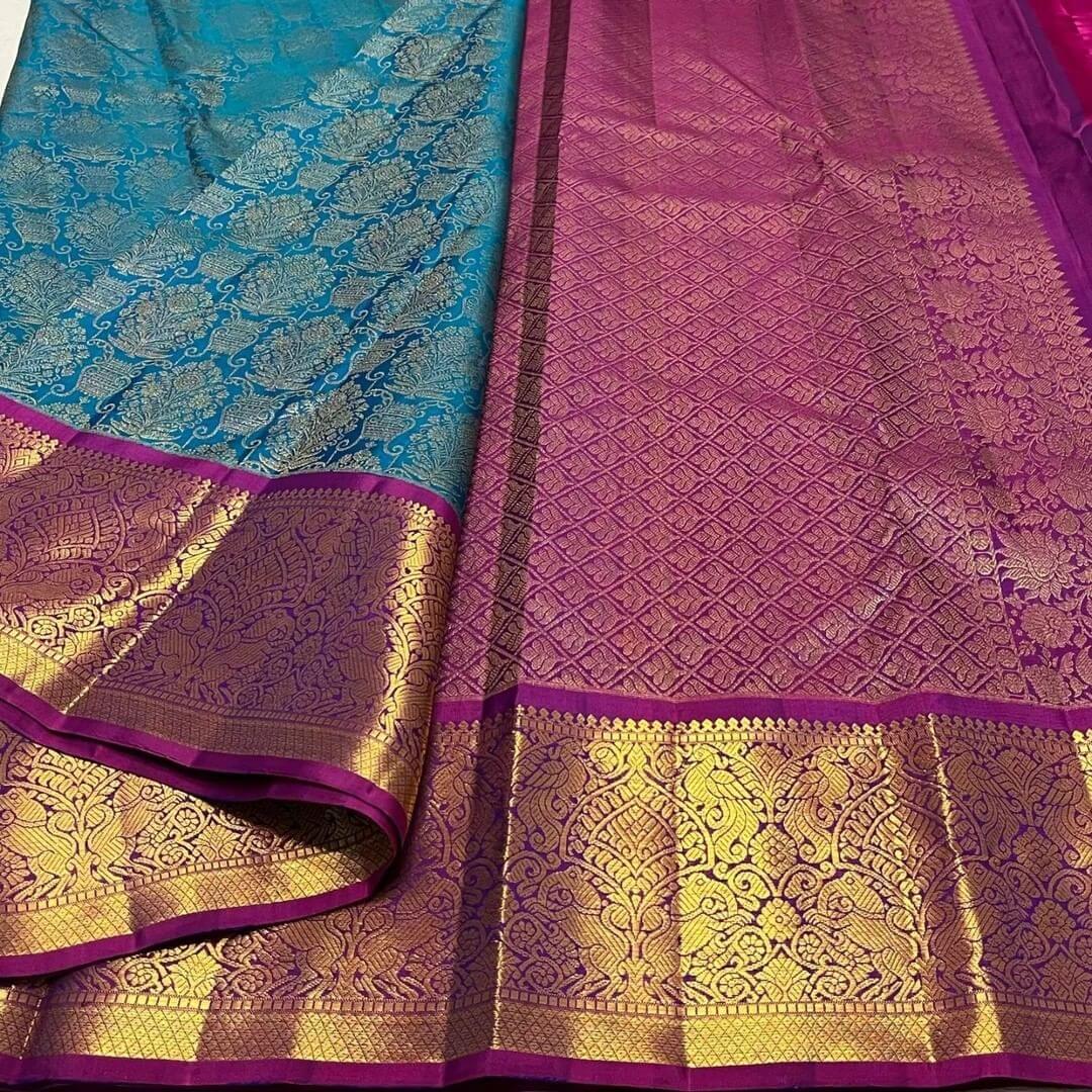 Prominent Rama Soft Banarasi Silk Saree With Excellent Blouse Piece