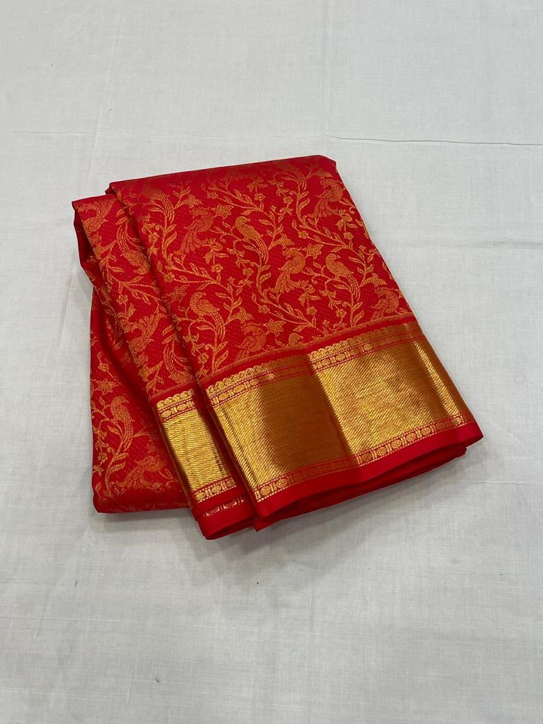 Dalliance Red Soft Banarasi Silk Saree With Panoply Blouse Piece