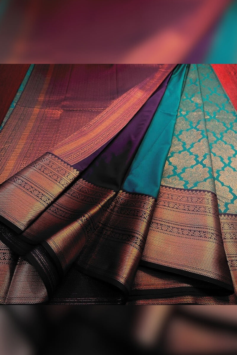 Eloquence Rama Soft Banarasi Silk Saree With Engaging Blouse Piece