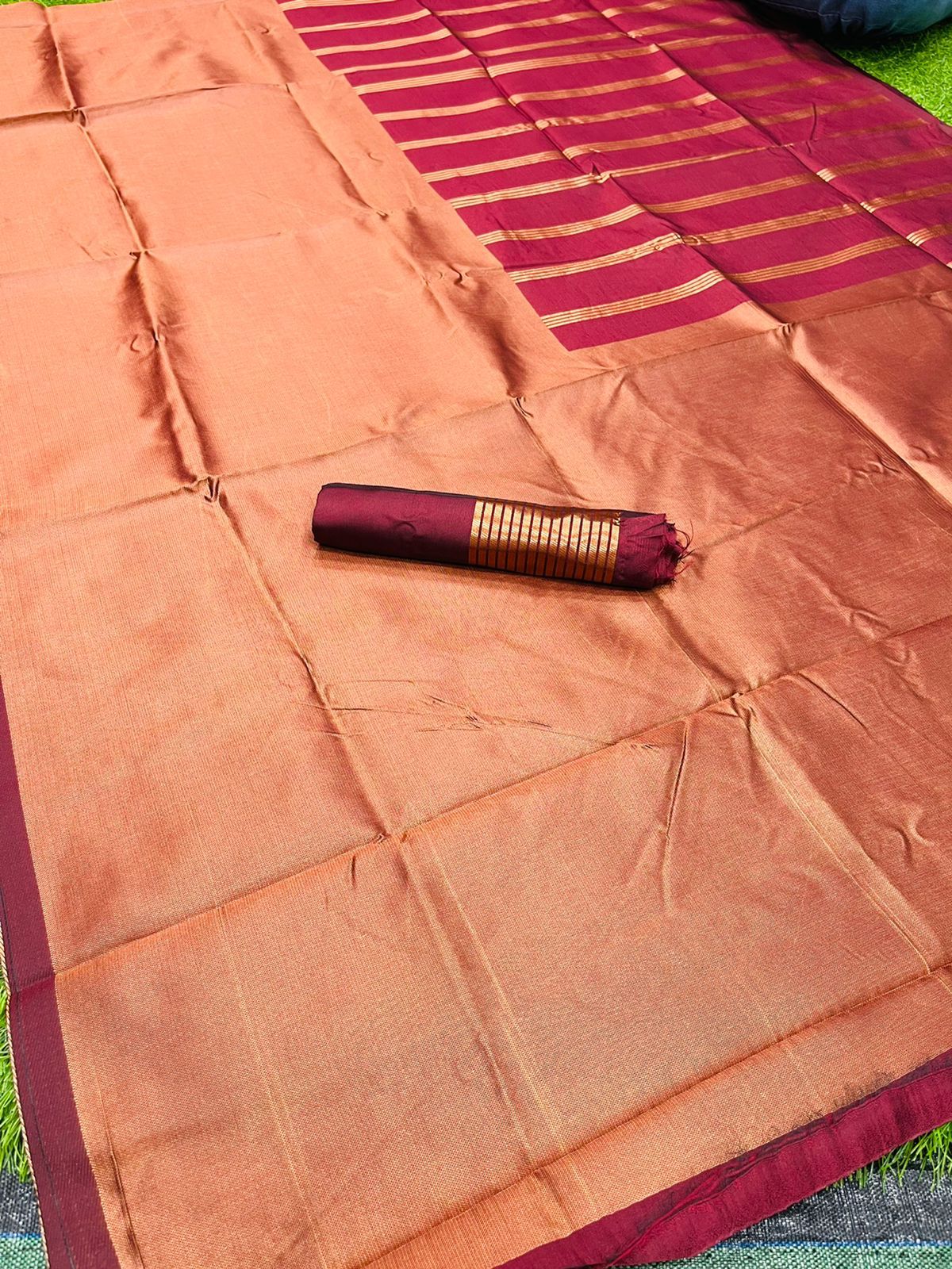 Seraglio Maroon Soft Banarasi Silk Saree with Vestigial Blouse Piece