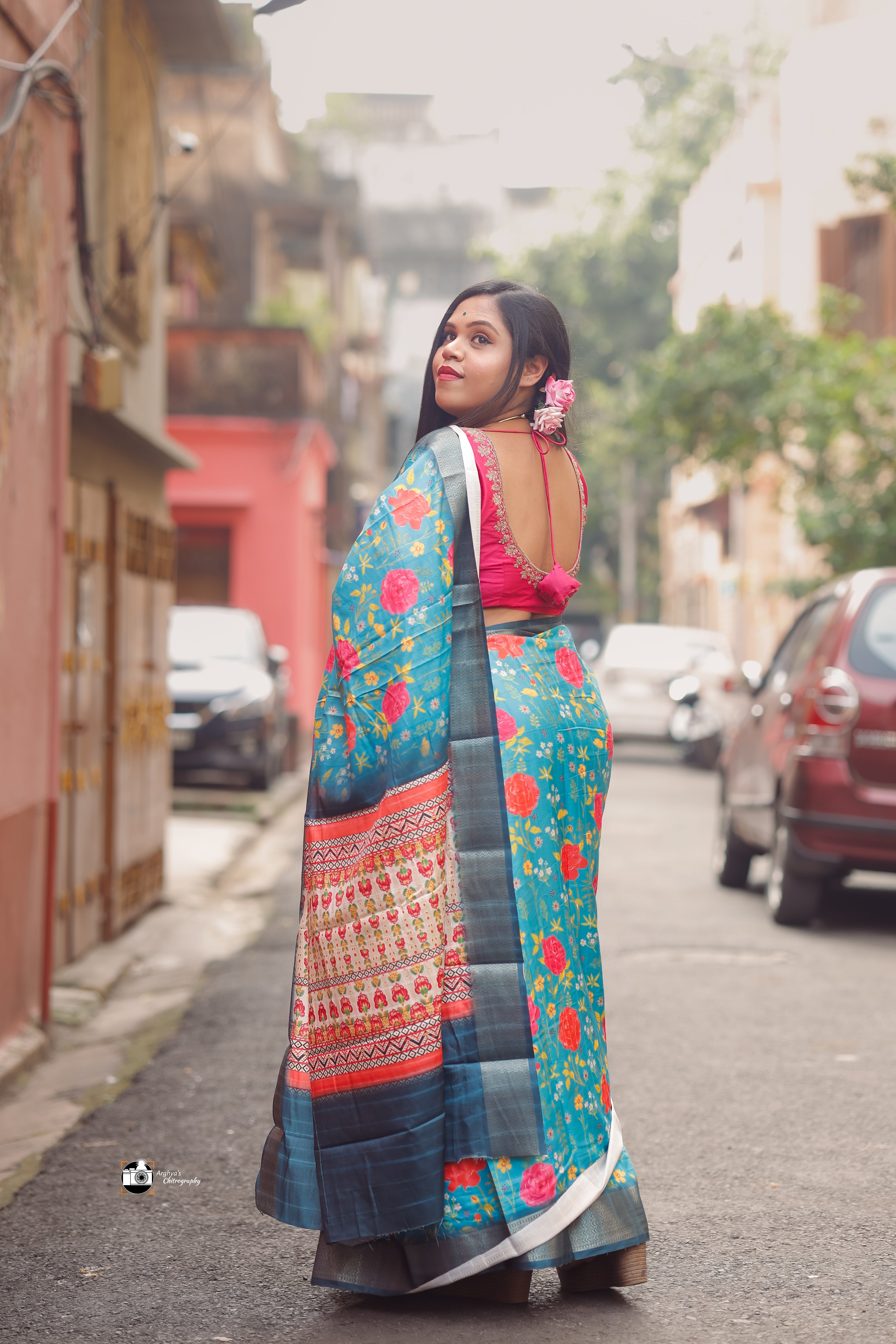 Ocean Blue Silk Saree