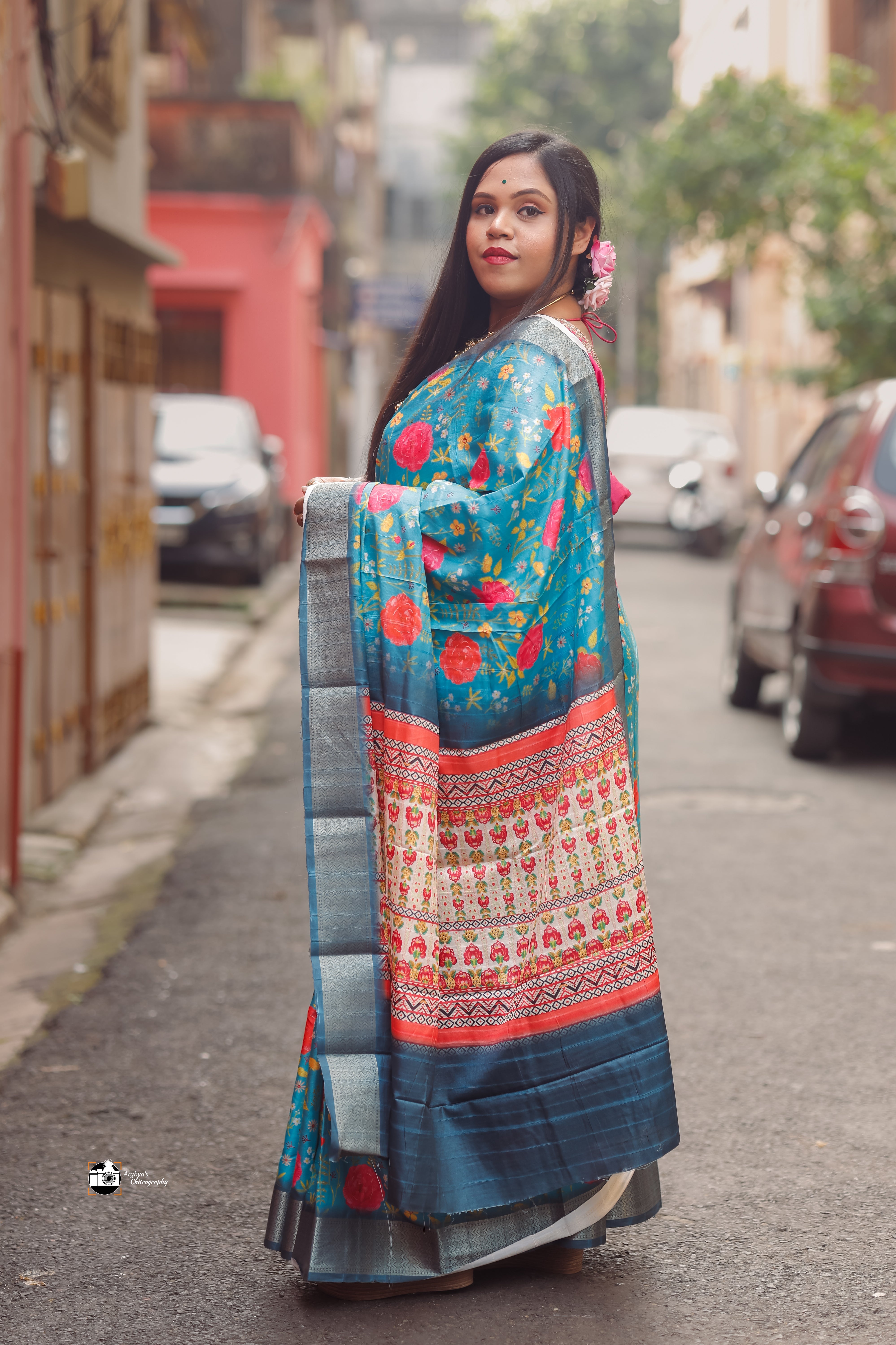 Ocean Blue Silk Saree