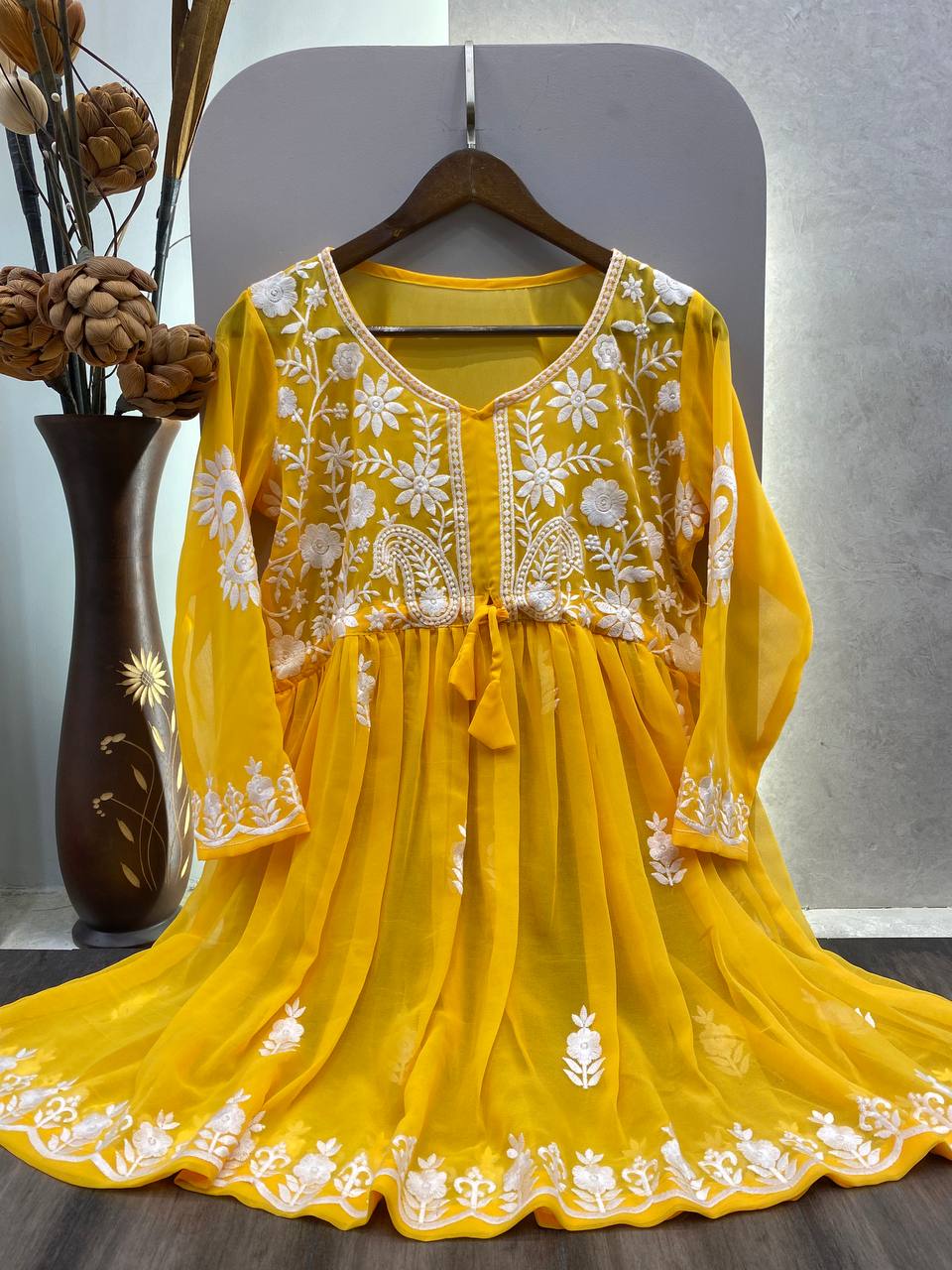 Chikankari - yellow