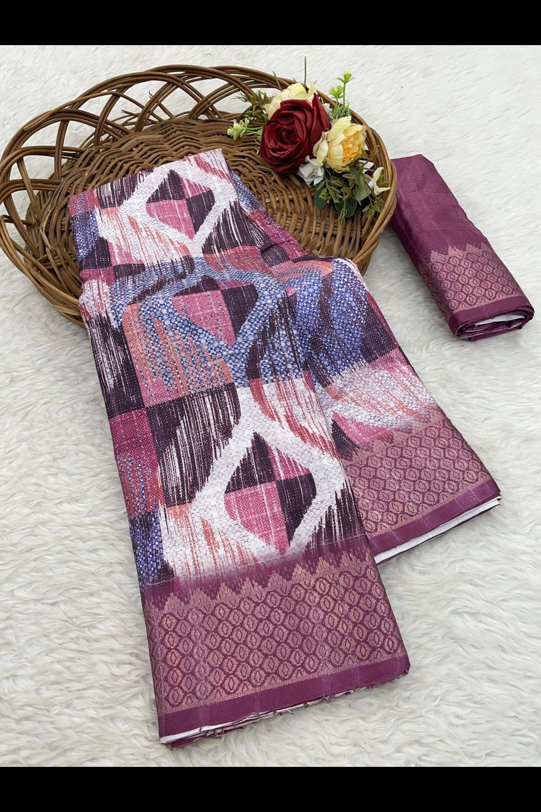 Purple printed Saree