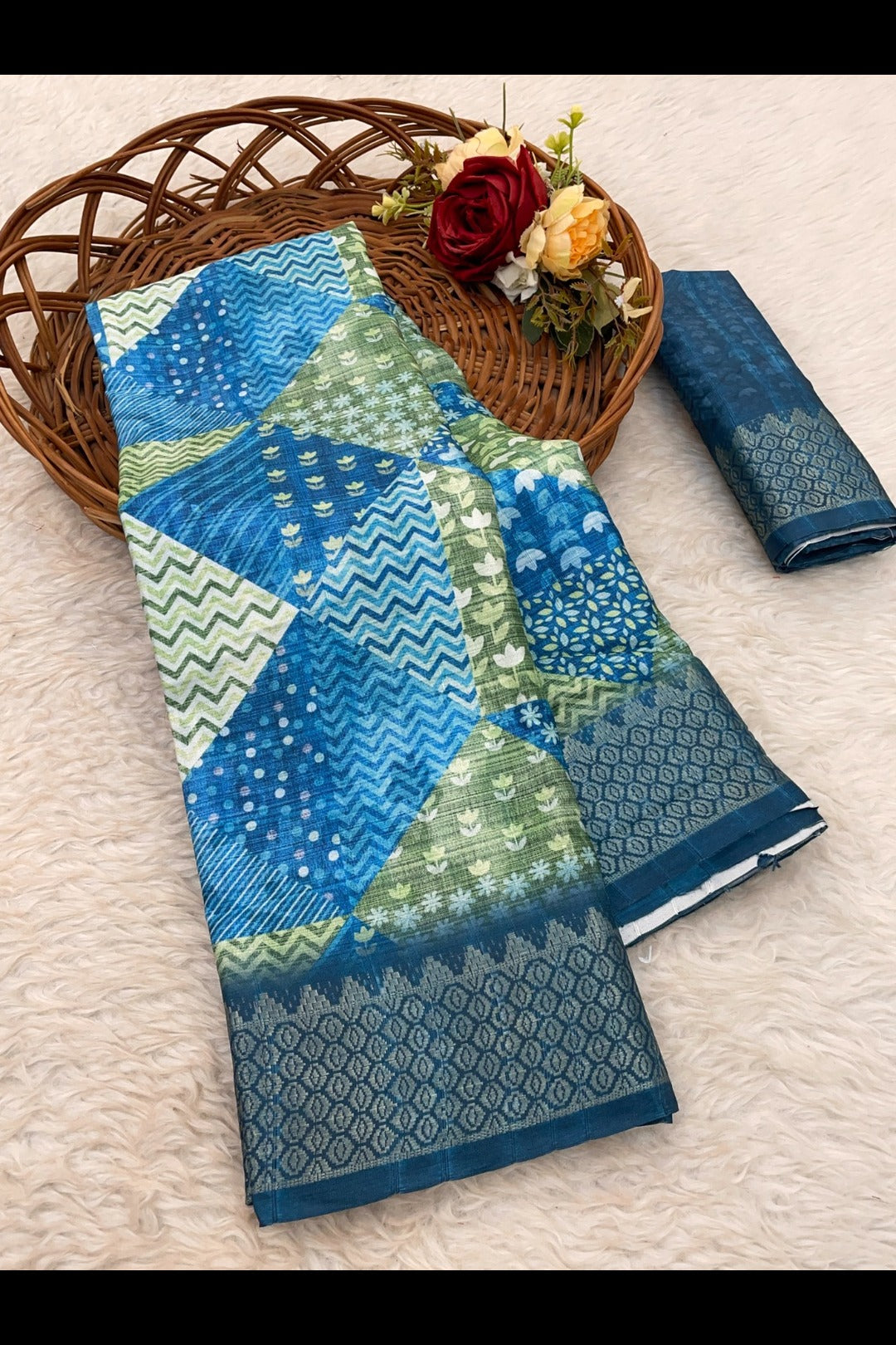 Peacock Blue Silk Saree