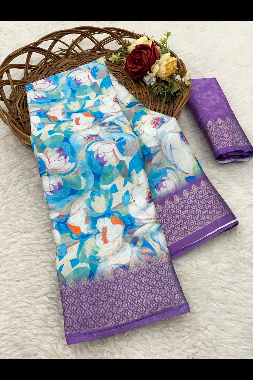 Purple Printed Saree