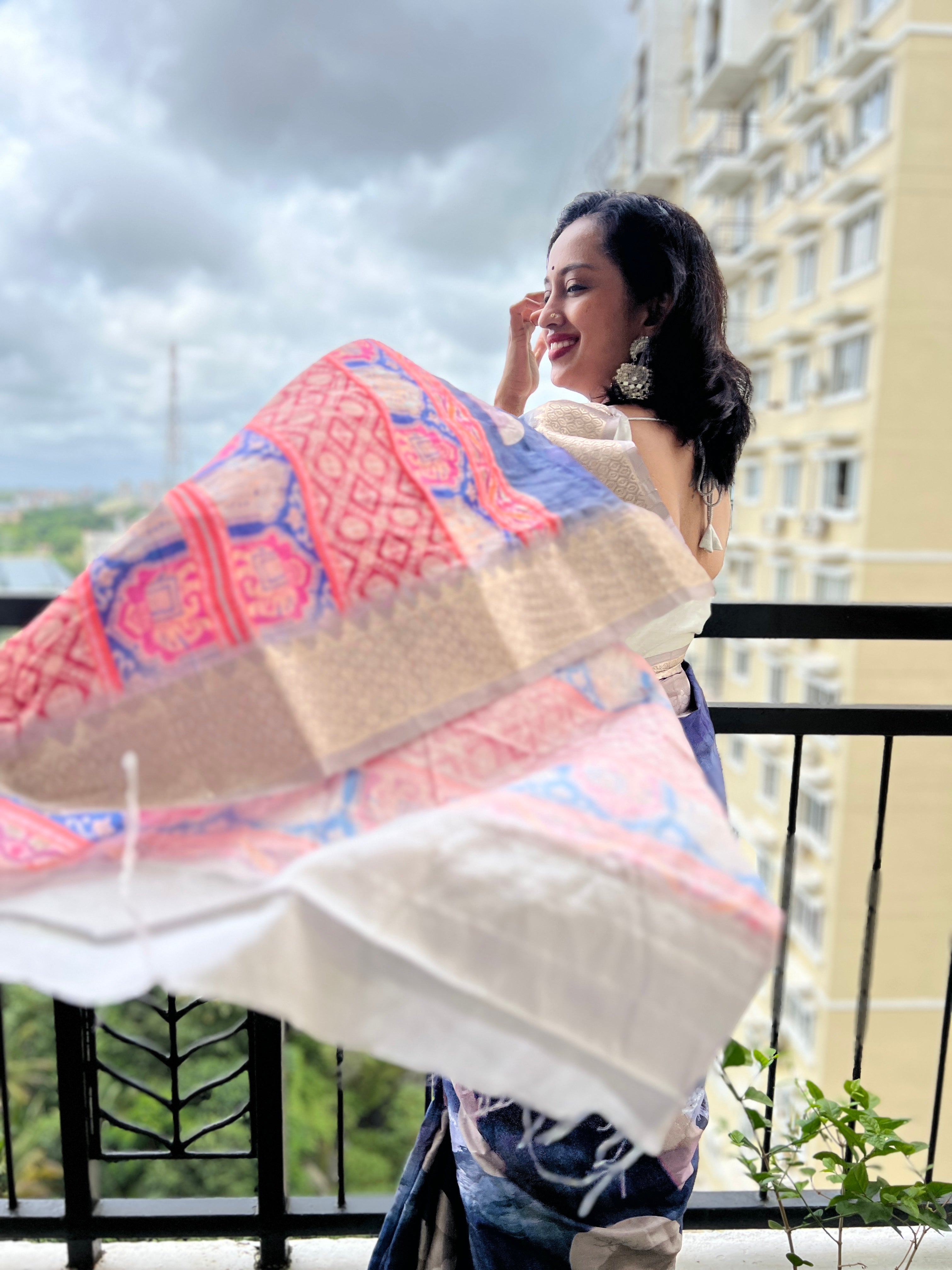 Blue and Gold Silk Saree