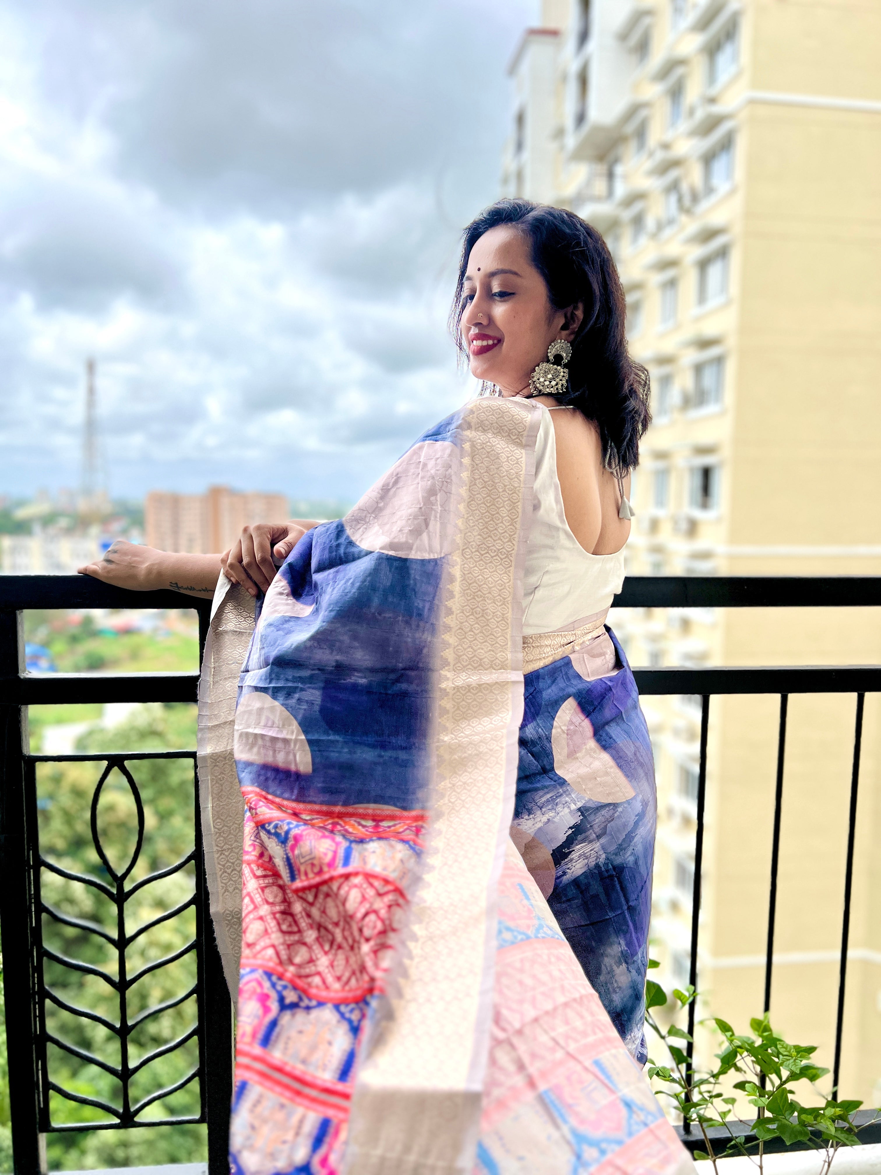 Blue and Gold Silk Saree