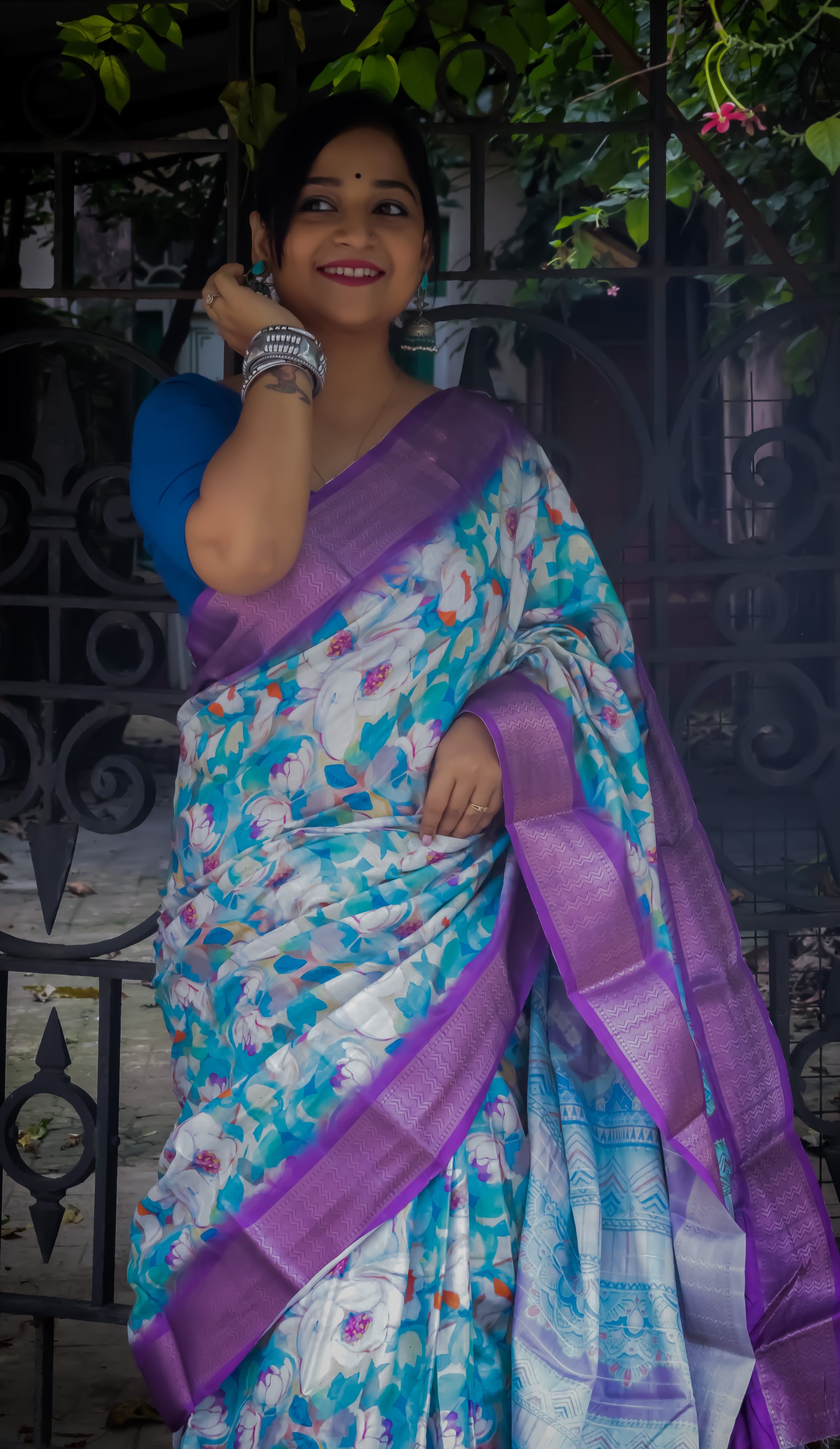 Purple Printed Saree