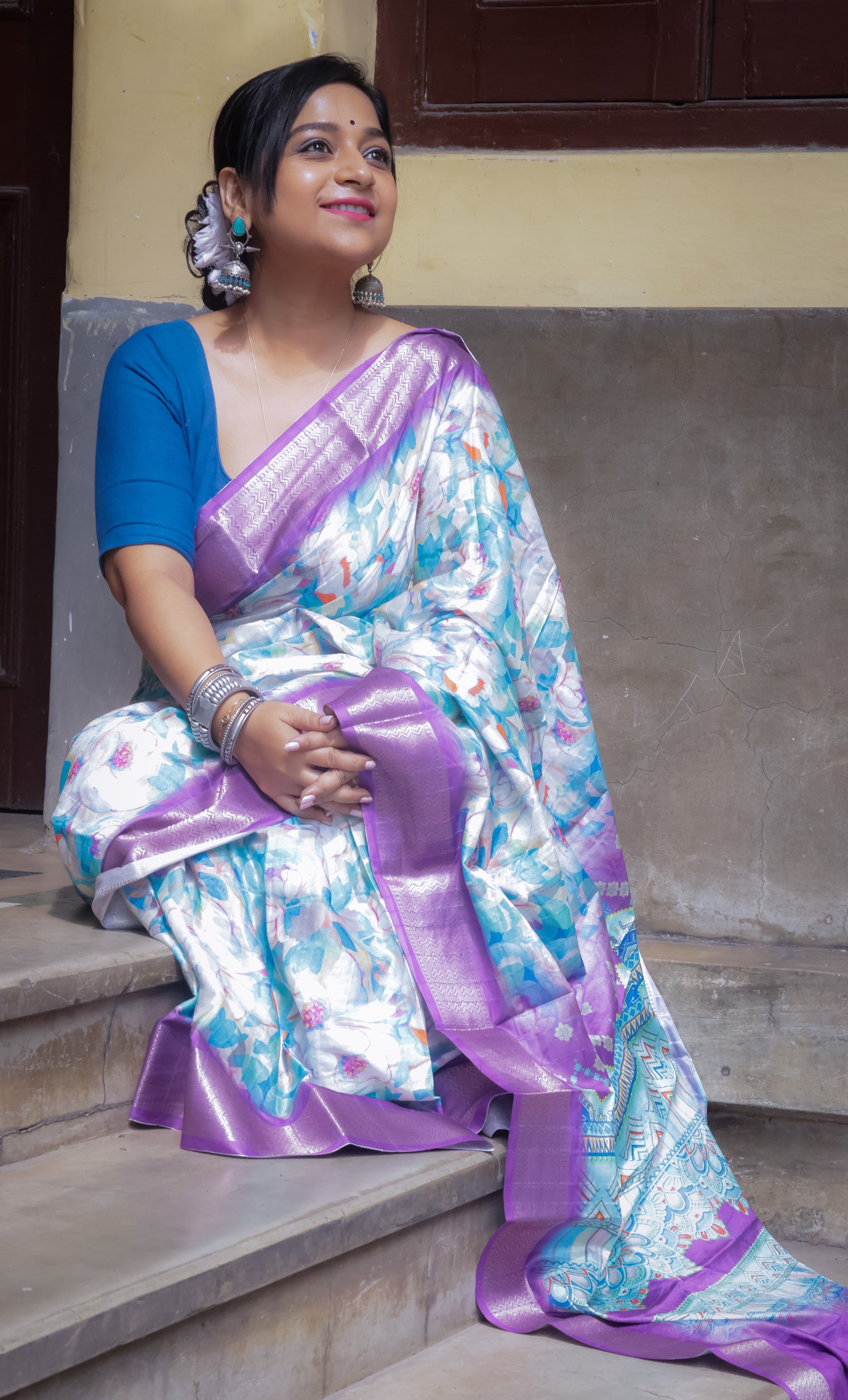 Purple Printed Saree