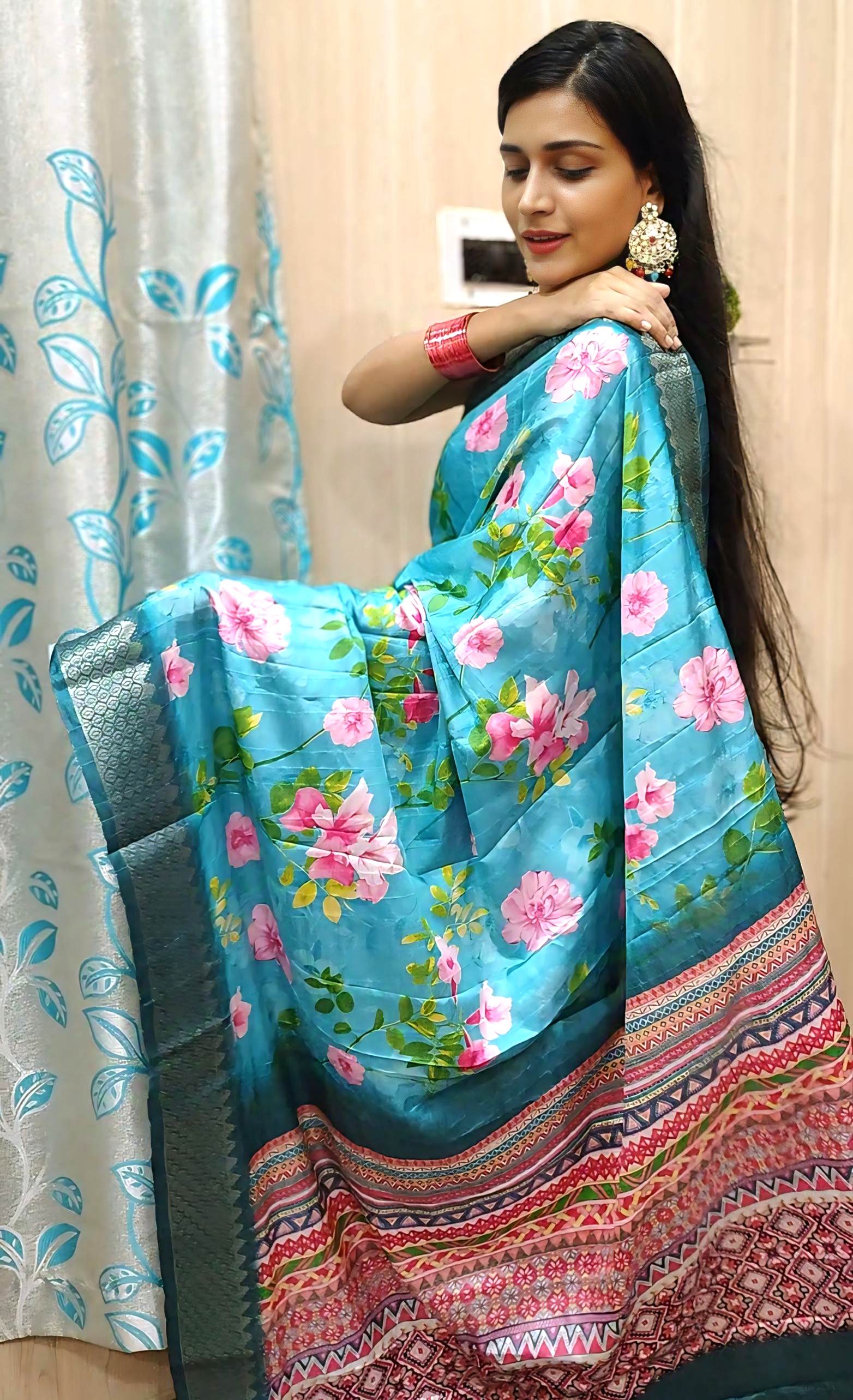 Light Blue Dola Silk Saree