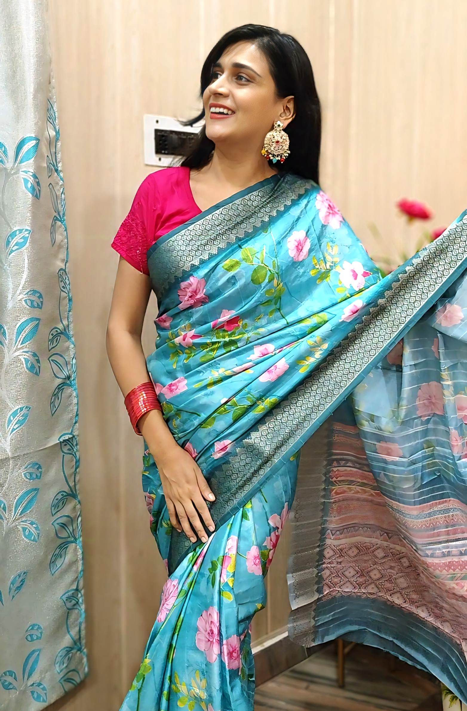 Light Blue Dola Silk Saree